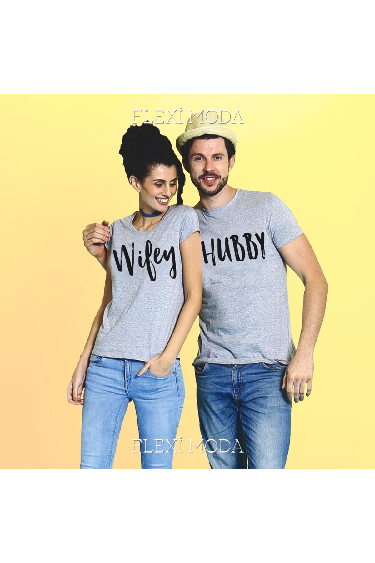 Hunors Sportswear & Company HuBBY/Wifey Temalı Sevgili Çift Kombini Oversize 2'li Tişört