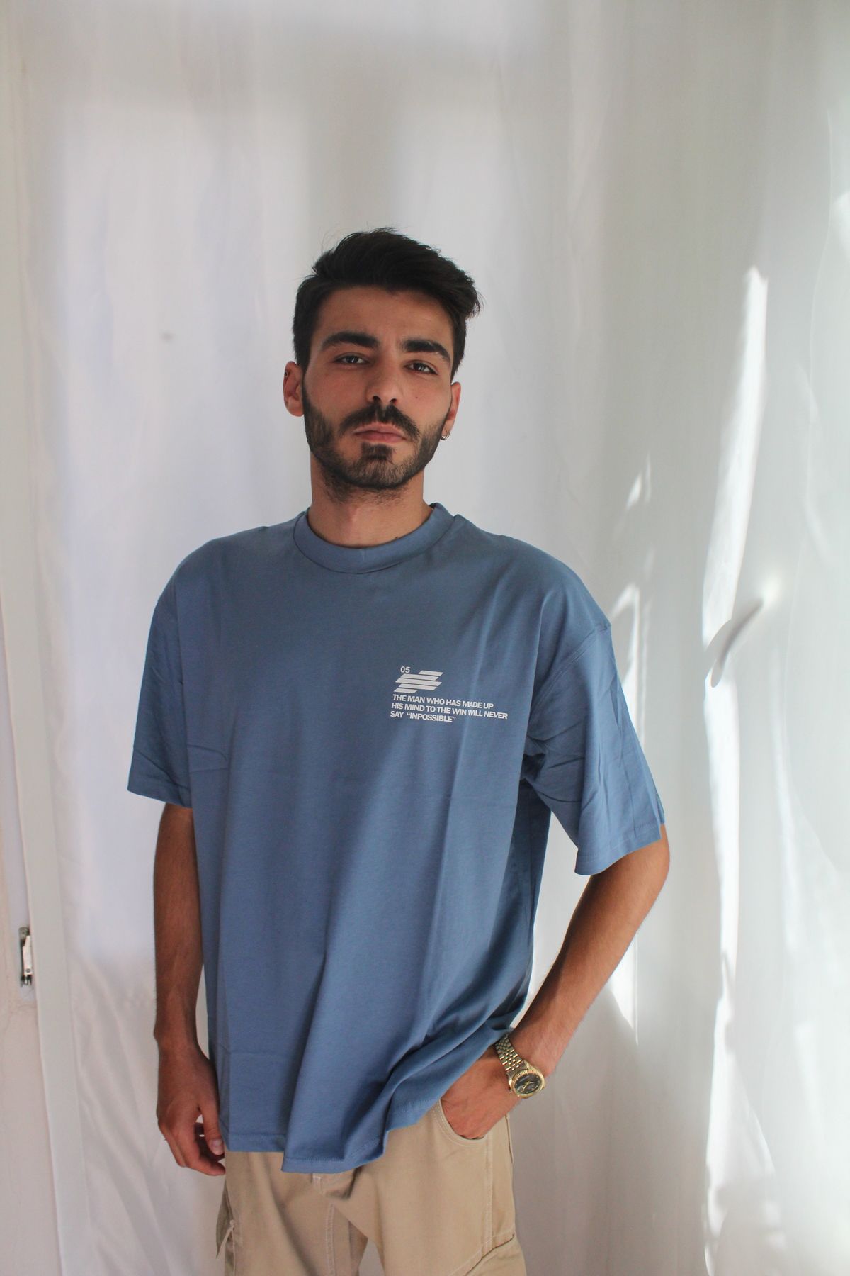 Modontik Erkek %100 Pamuk Ön Ve Arka Baskılı Oversize T-shirt
