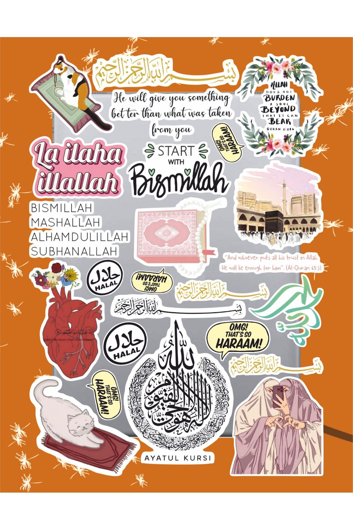 hediyenebak Arapça Dini Motivasyon Sticker Seti | Laptop Ajanda Notebook Tablet Telefon Defter Etiket Bullet