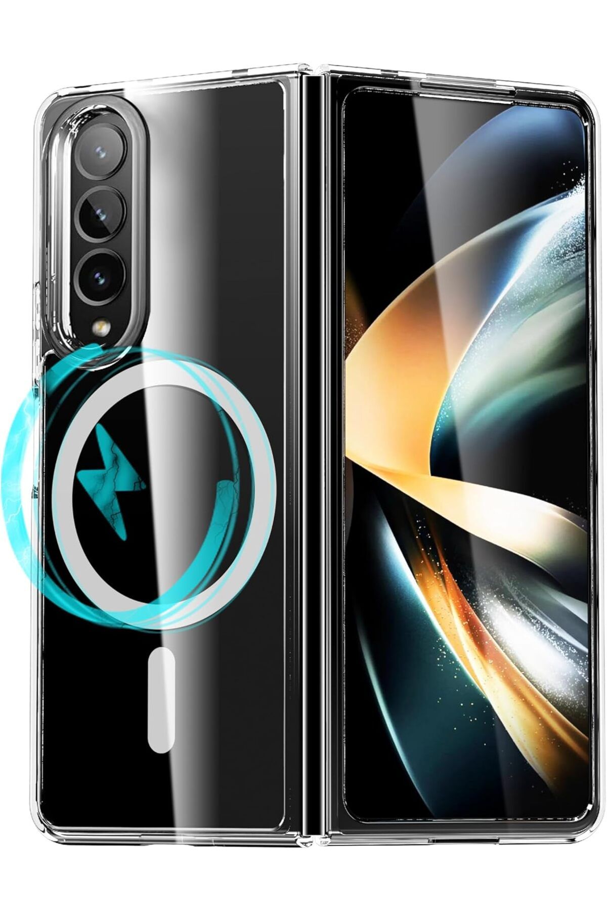 Ehr. Samsung Galaxy Z Fold 3 Uyumlu Köşe Korumalı Darbe Emici Sert Sararmaz Şeffaf Magsafe Kılıf