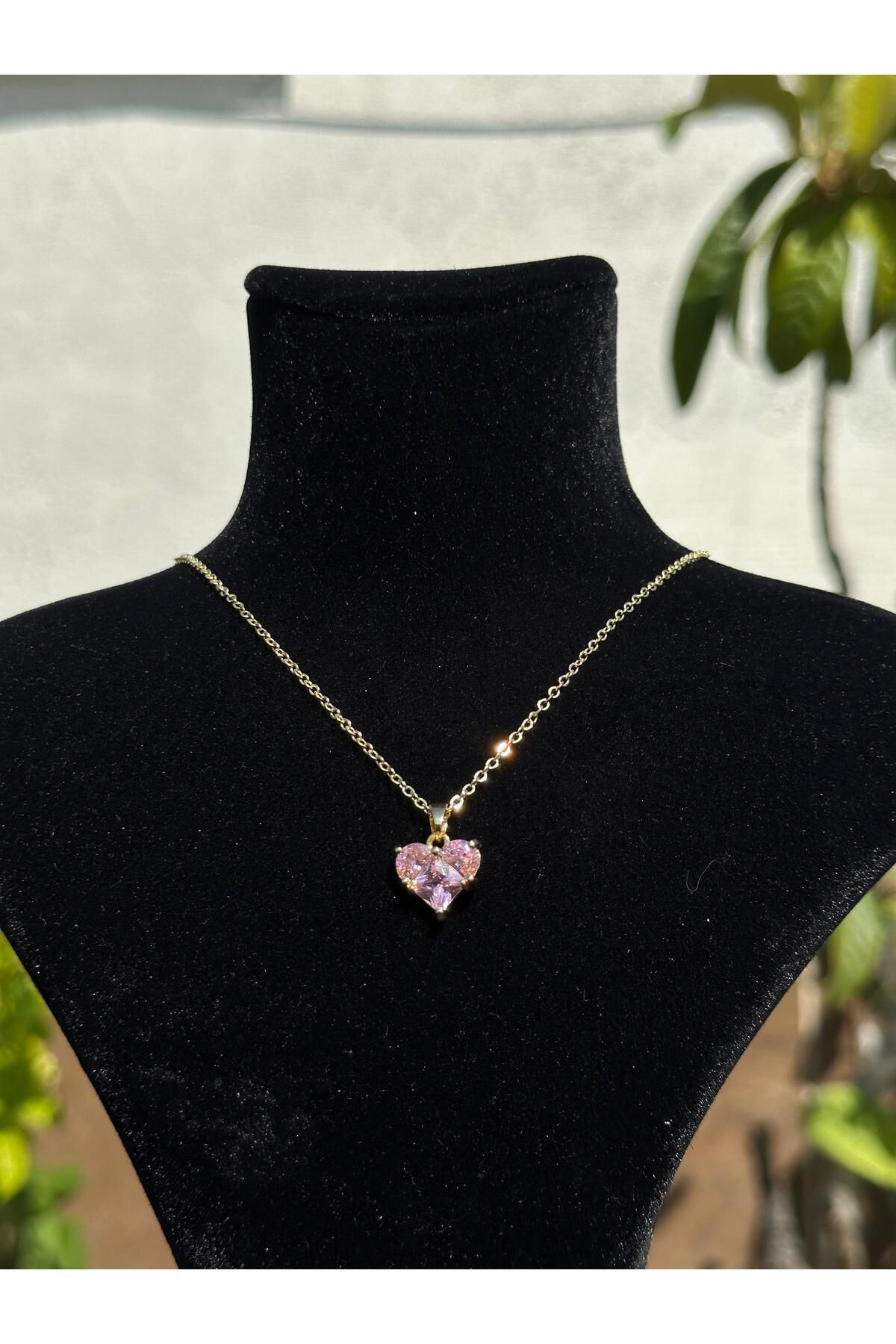 SIENAL COLLECTION Pembe Kalpli Çelik Kolye