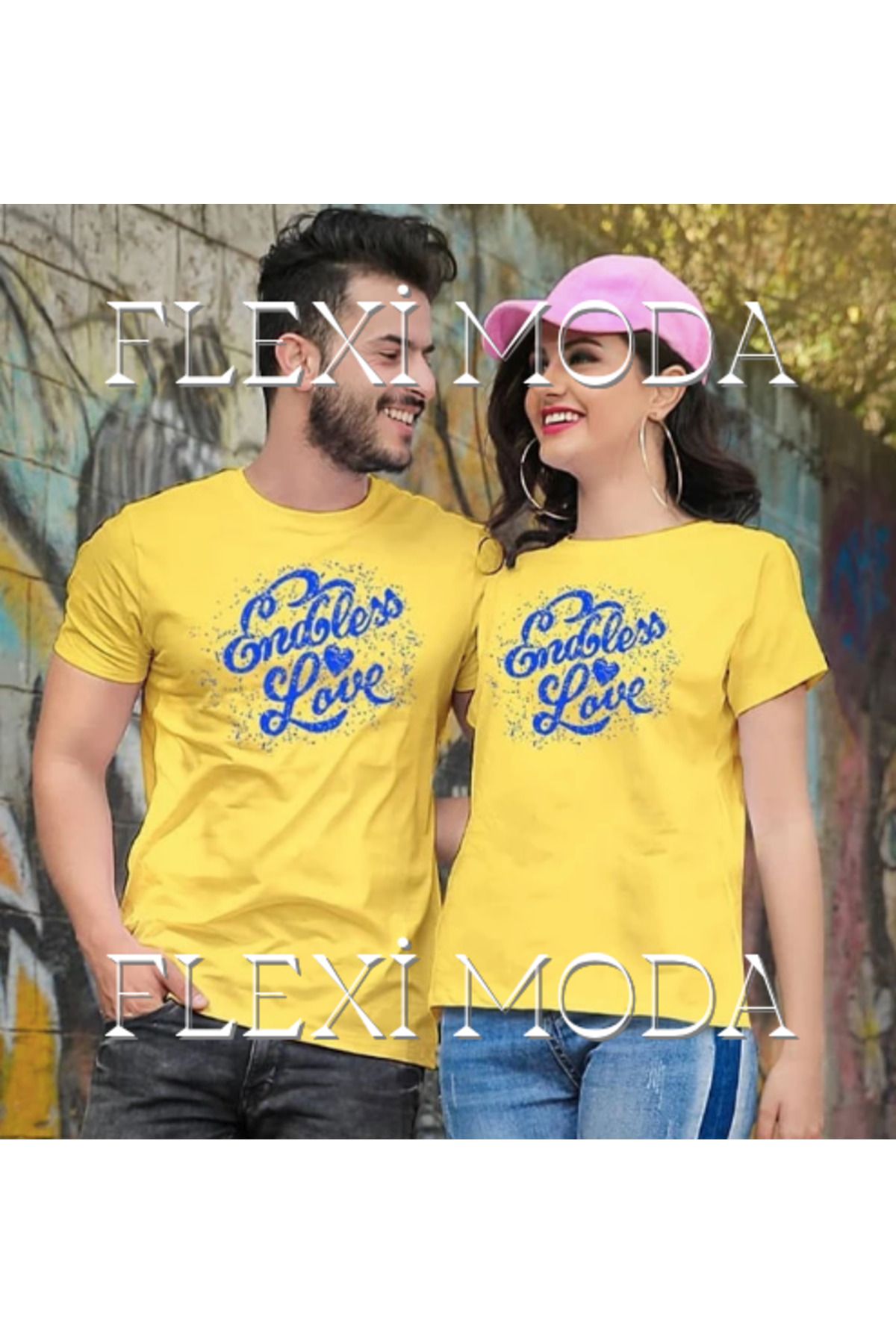 Hunors Sportswear & Company Endless Love Yazılı Sevgili Çift Kombini Oversize 2'li Tişört