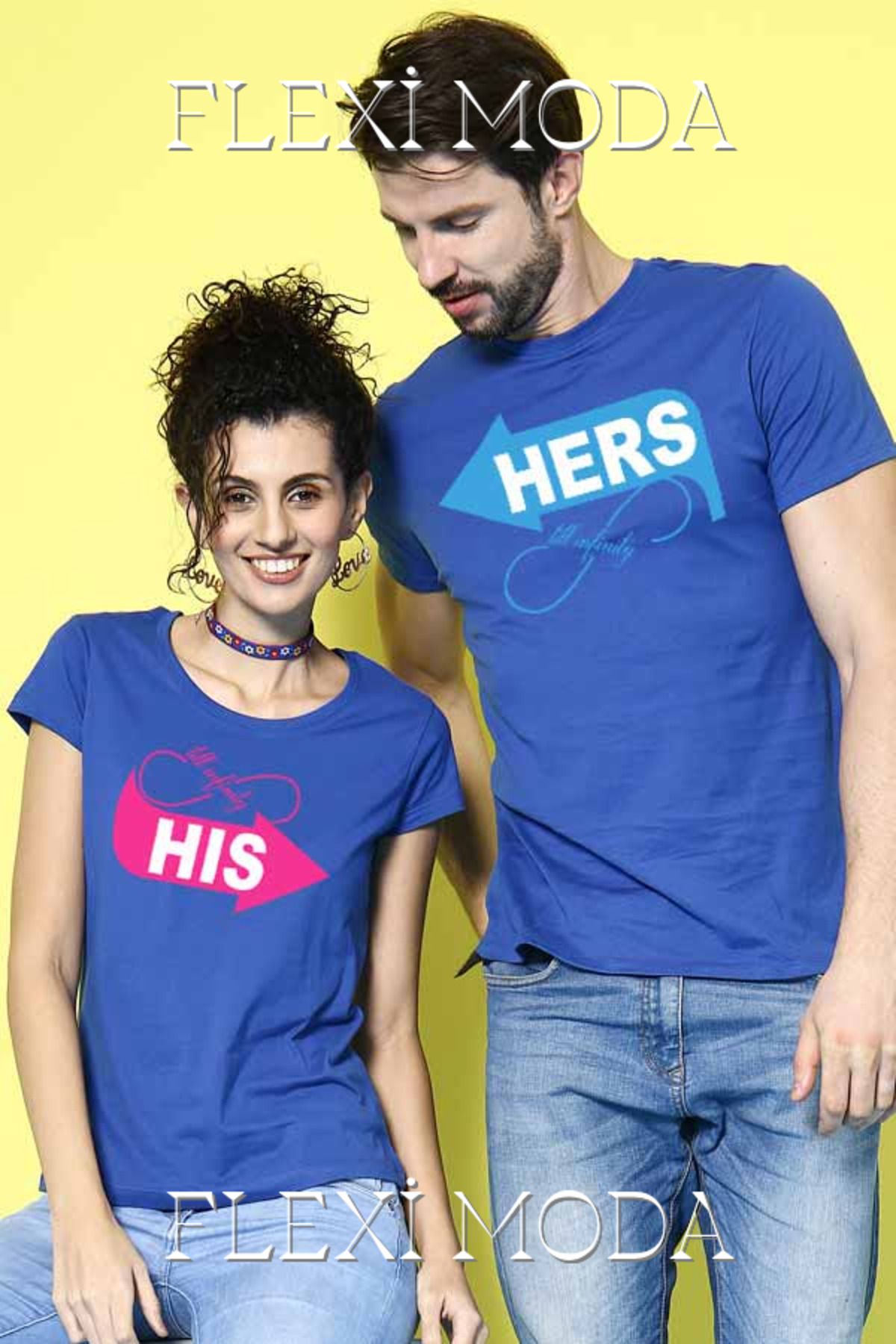 Hunors Sportswear & Company His- Hers Yazılı Sevgili Çift Kombini Oversize 2'li Tişört