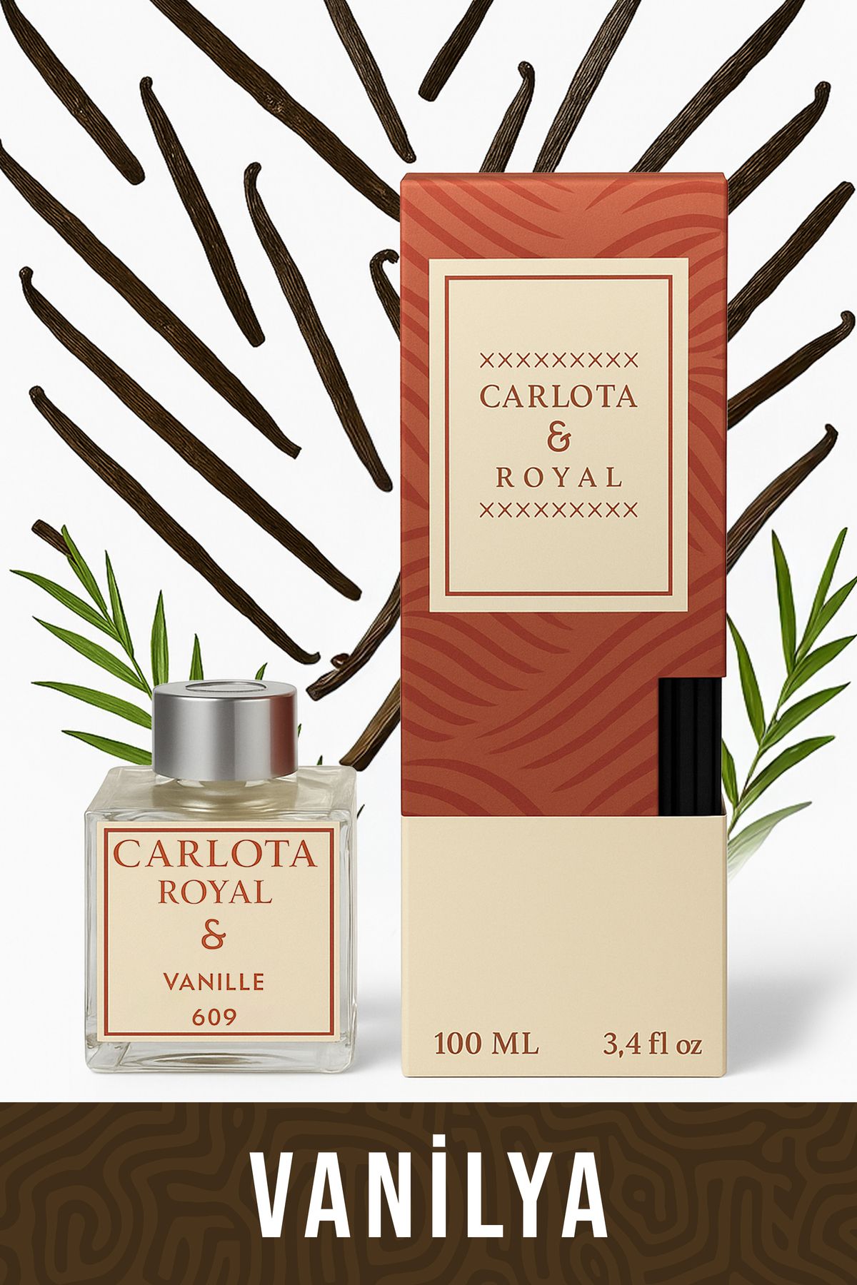 MATEO Vanilya Oda Kokusu Çubuklu Difüzör 100ml | Uzun Süre Kalıcı & Yoğun Koku | Premium Bambu Çubuklu