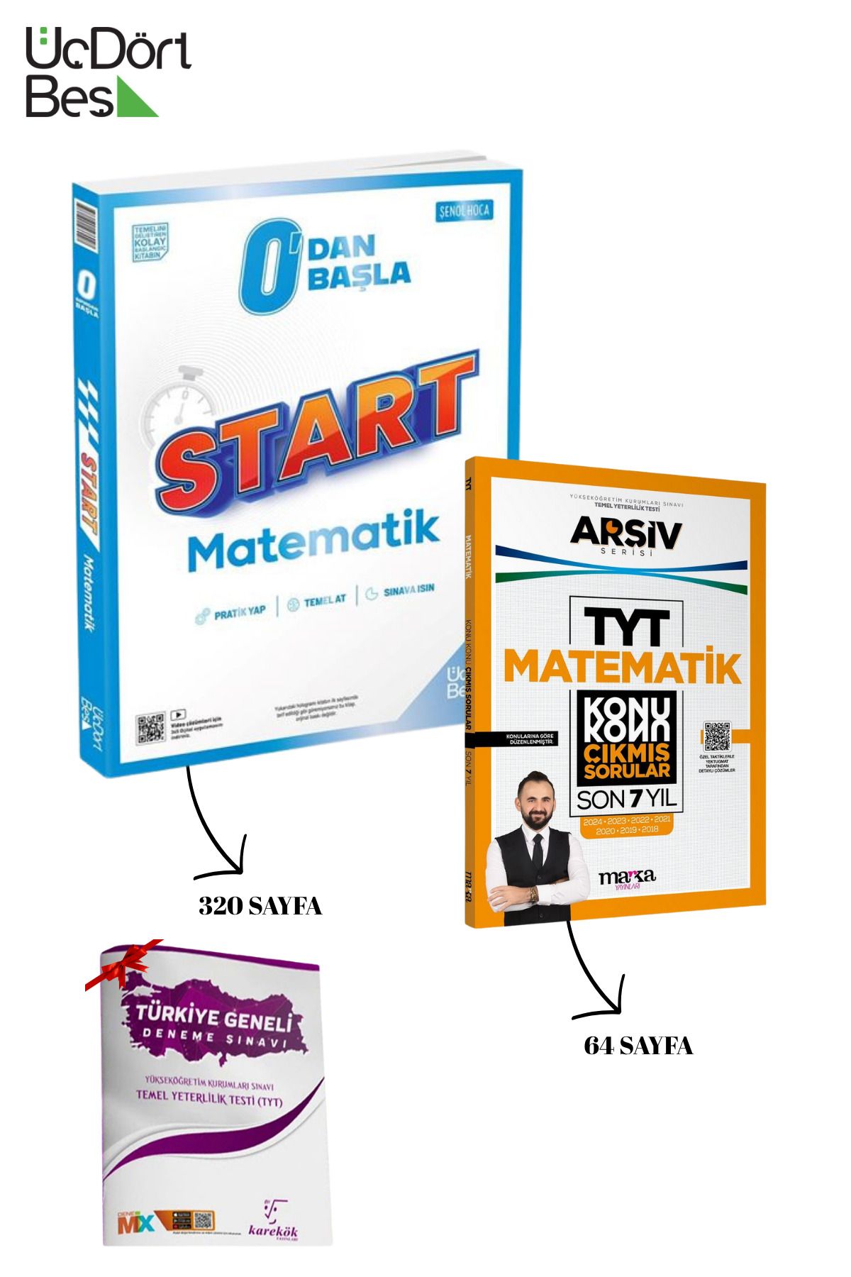 Üç Dört Beş Yayıncılık 0`dan Başla Start Matematik Şenol Hoca Üç Dört Beş Yayınları ve Konu Konu Çıkmış Sorular Deneme