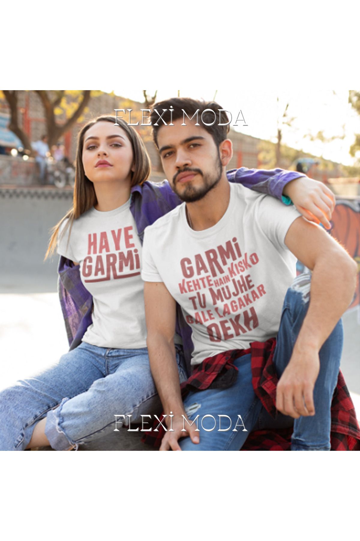 Hunors Sportswear & Company Haye Garmi, For Couples Temalı Sevgili Çift Kombini Oversize 2'li Tişört