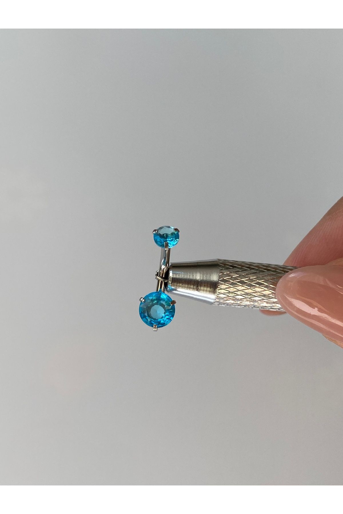 kurukafagift Taşlı Parlak Çelik Göbek Piercing Minik Model