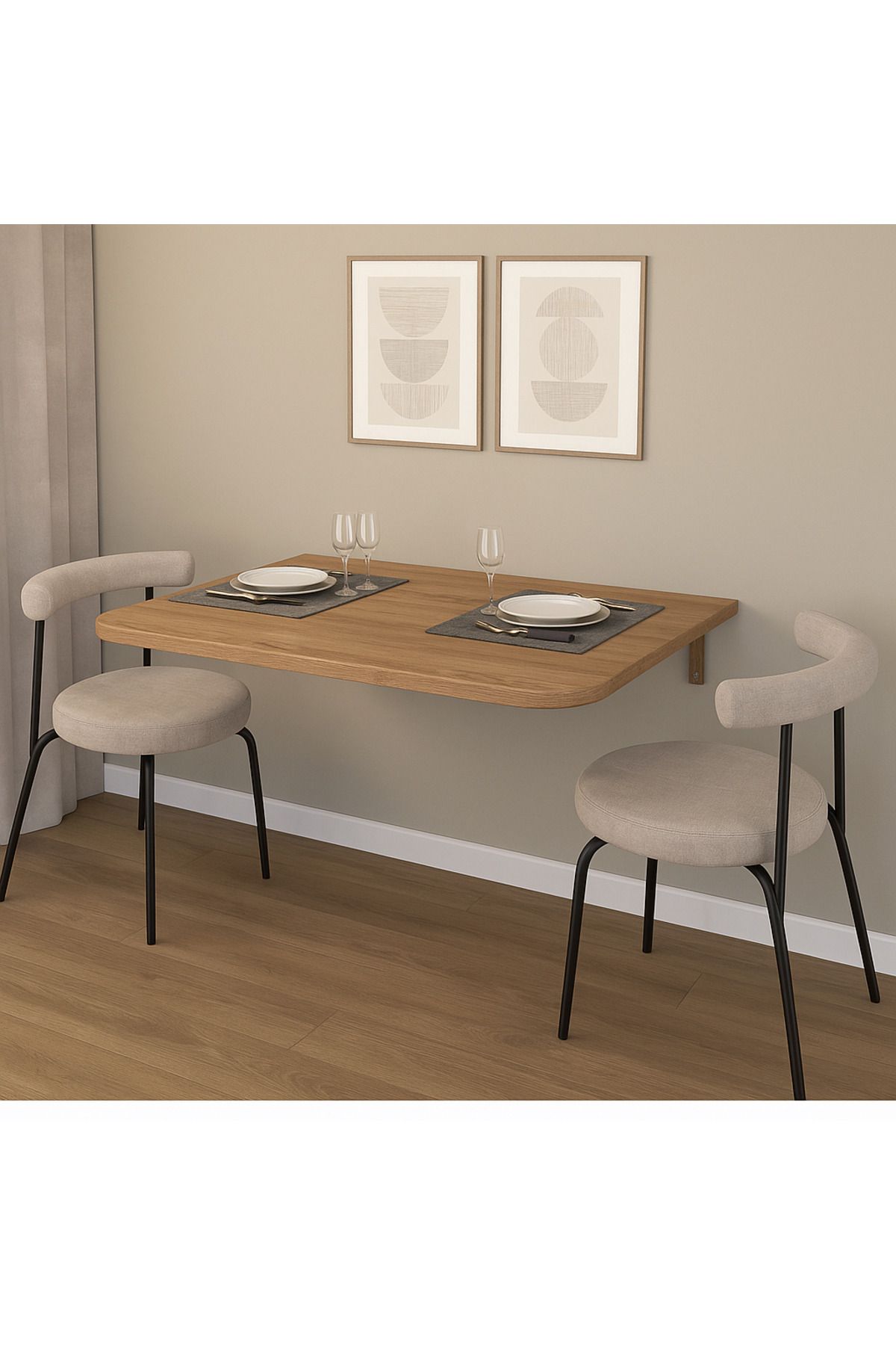 ATELIER Çelik Ayaklı Pratik Katlanabilir Duvara Monte Modern Mutfak Masası