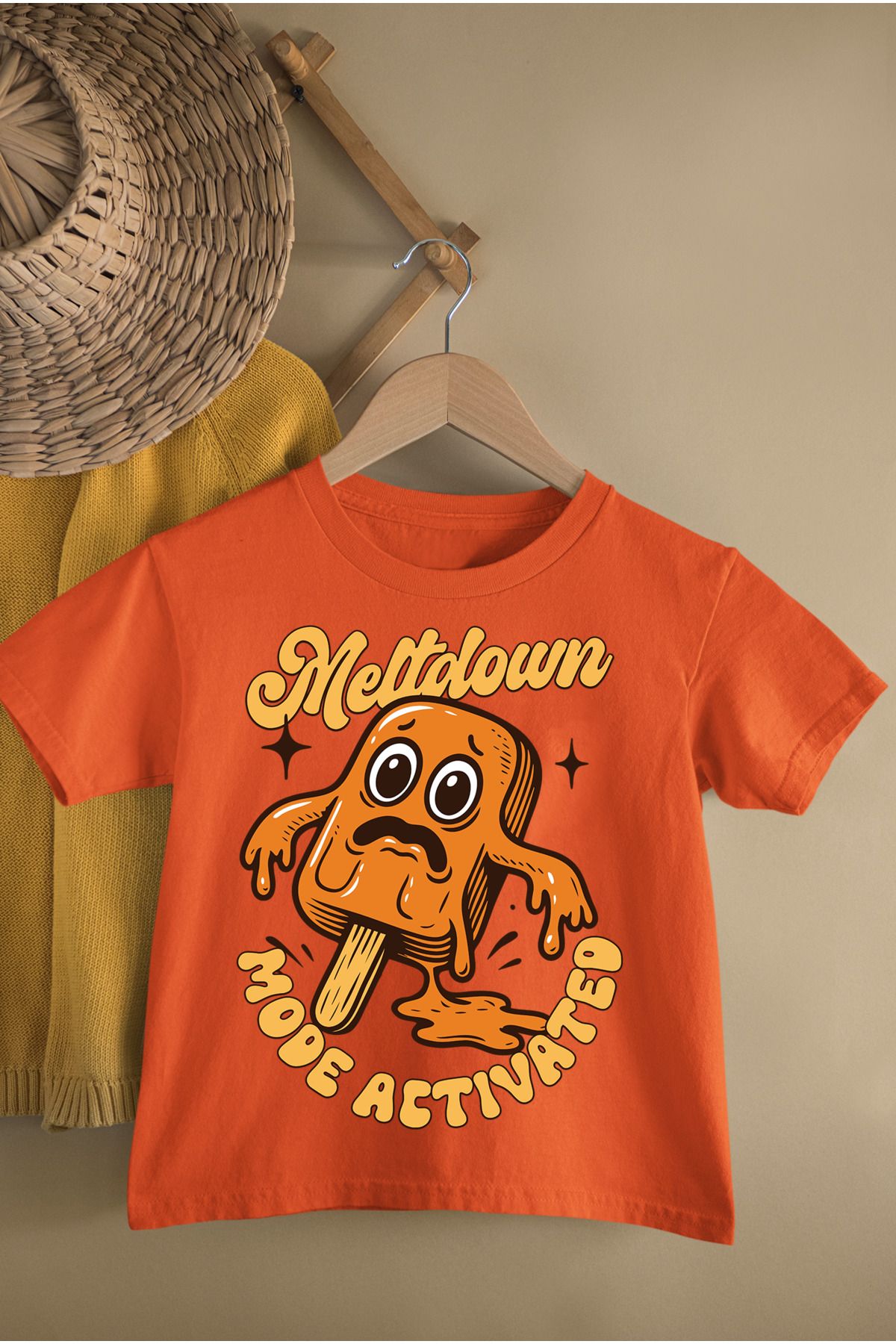 MAGORS MELTED ICE-CREAM BASKILI PAMUKLU BİSİKLET YAKA KISA KOLLU GENÇ VE ÇOCUK TSHIRT
