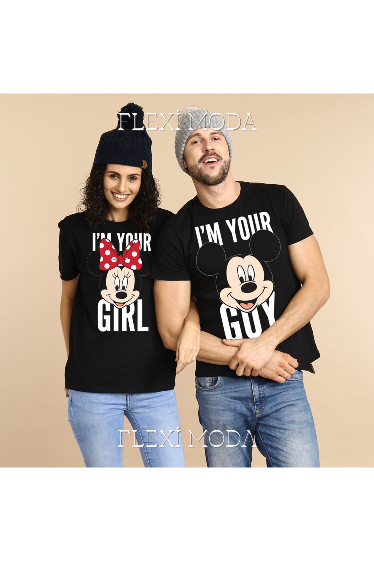 Hunors Sportswear & Company I'm Your Girl/Guy, For Couples Temalı Sevgili Çift Kombini Oversize 2'li Tişört