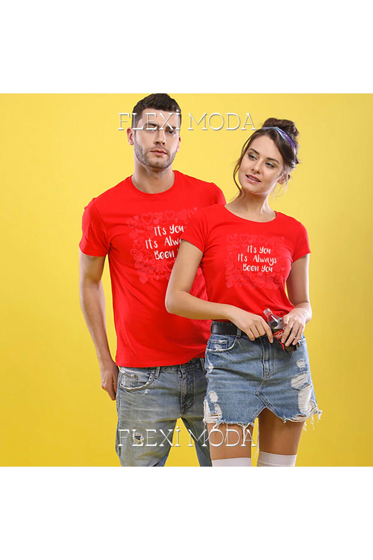 Hunors Sportswear & Company Its You Its Always Been You Yazılı Sevgili Çift Kombini Oversize 2'li Tişört