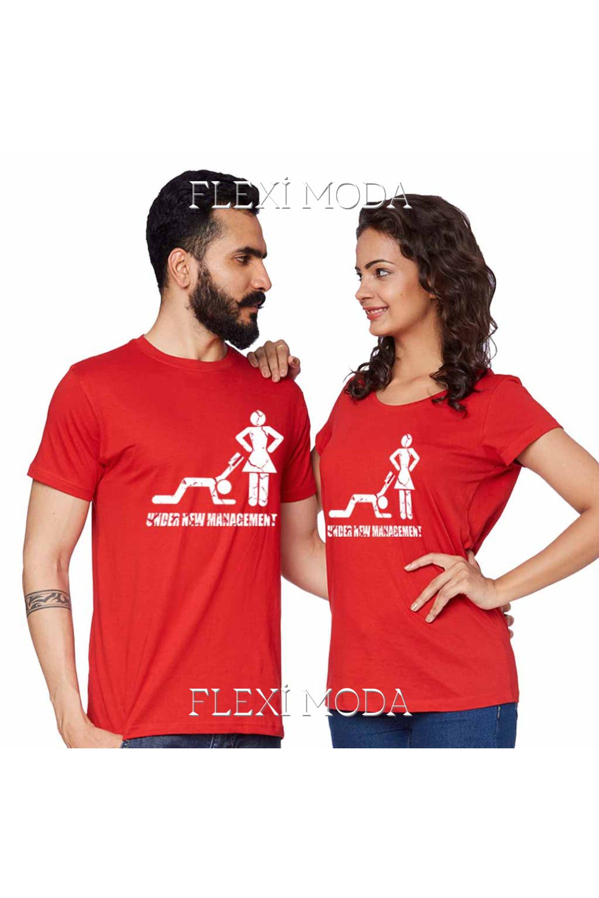 Hunors Sportswear & Company Under New Management Temalı Sevgili Çift Kombini Oversize 2'li Tişört