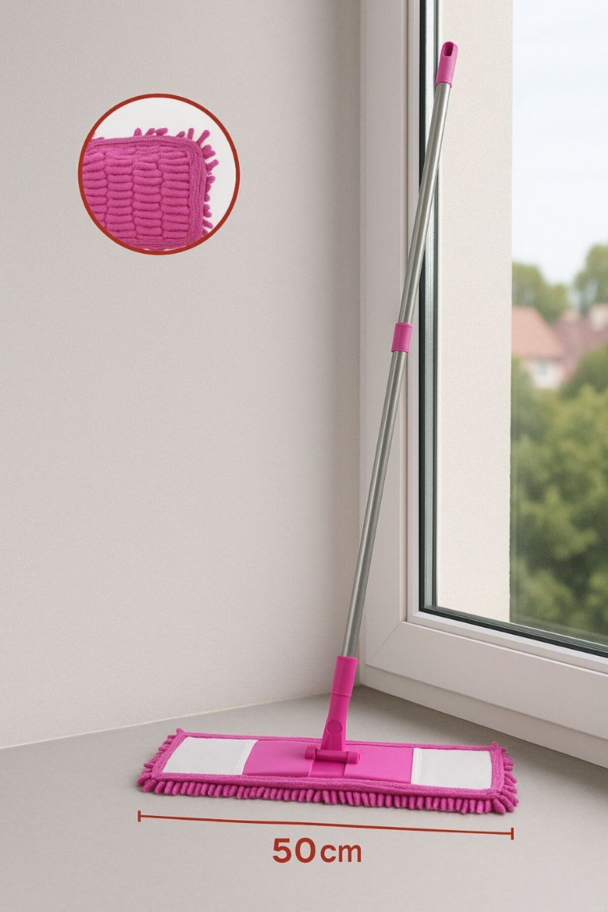 teknotrust 50 Cm Mikrofiber Yassı Makarna Mop, Pratik ve Temizleyici Temizlik Aleti