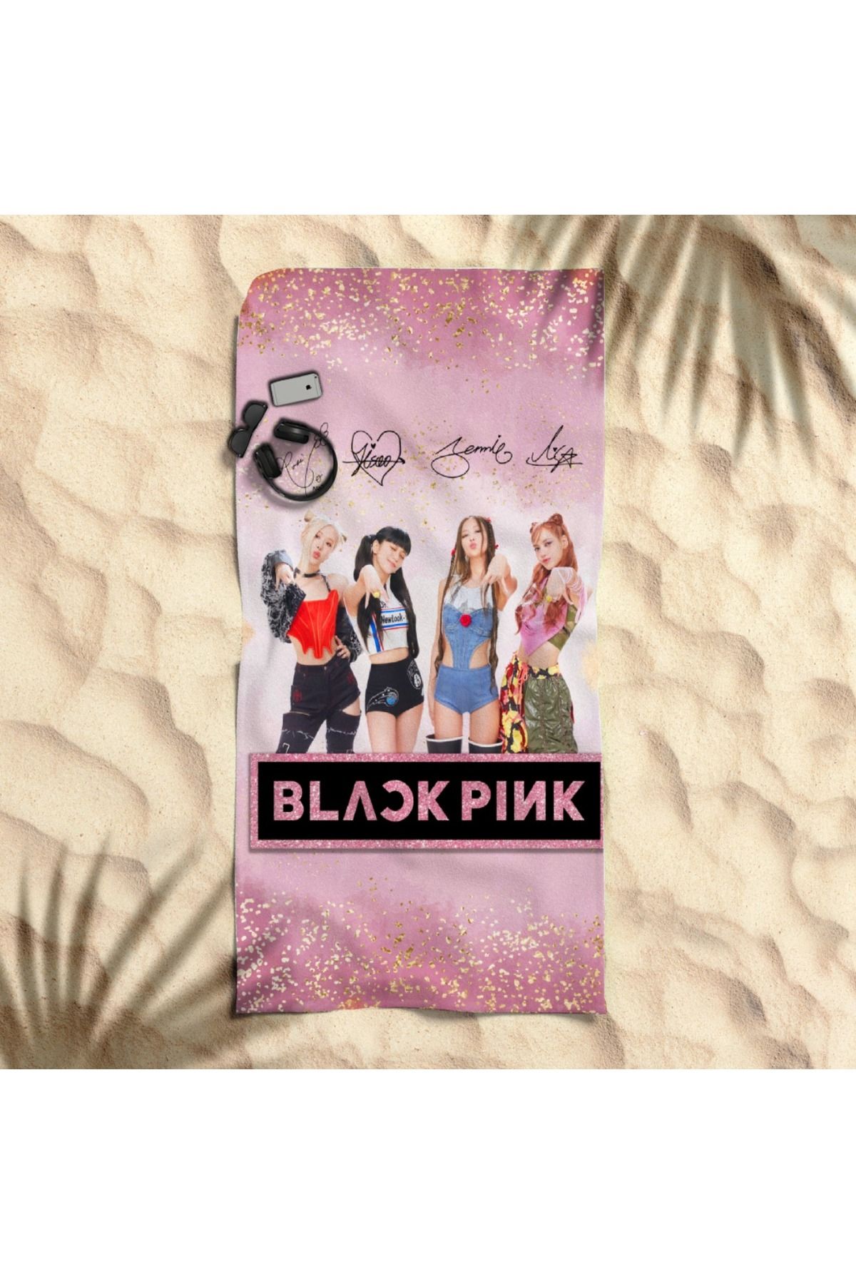 hediyechy GİFT DUVET COVER Black Pink 3d baskılı piaj havlusu