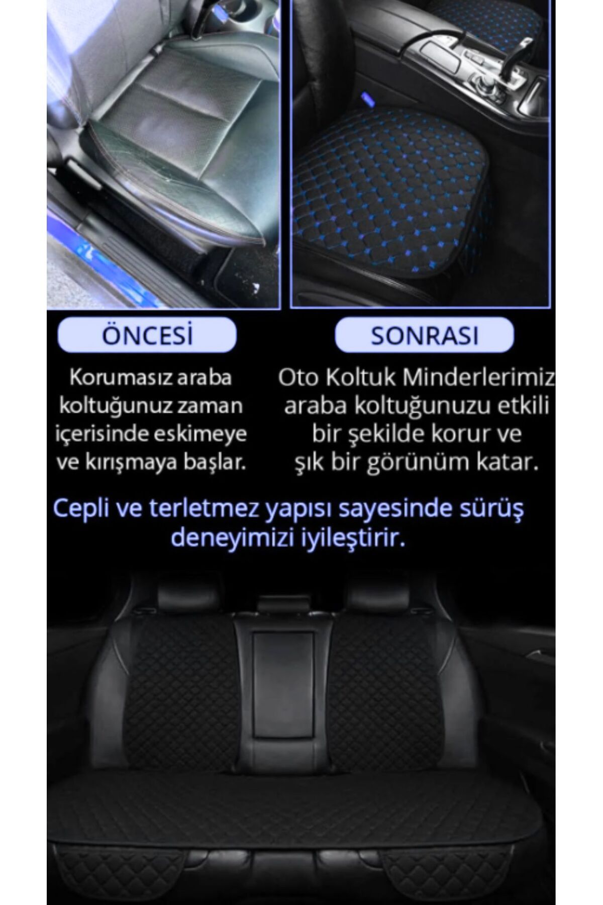 SAHMATT BABY FACE SİLİNEBİLİR TERLETMEZ LEKE TUTMAZ KUMAŞ CEPLİ OTO KOLTUK KILIFI - OTO KOLTUK MİNDER SETİ