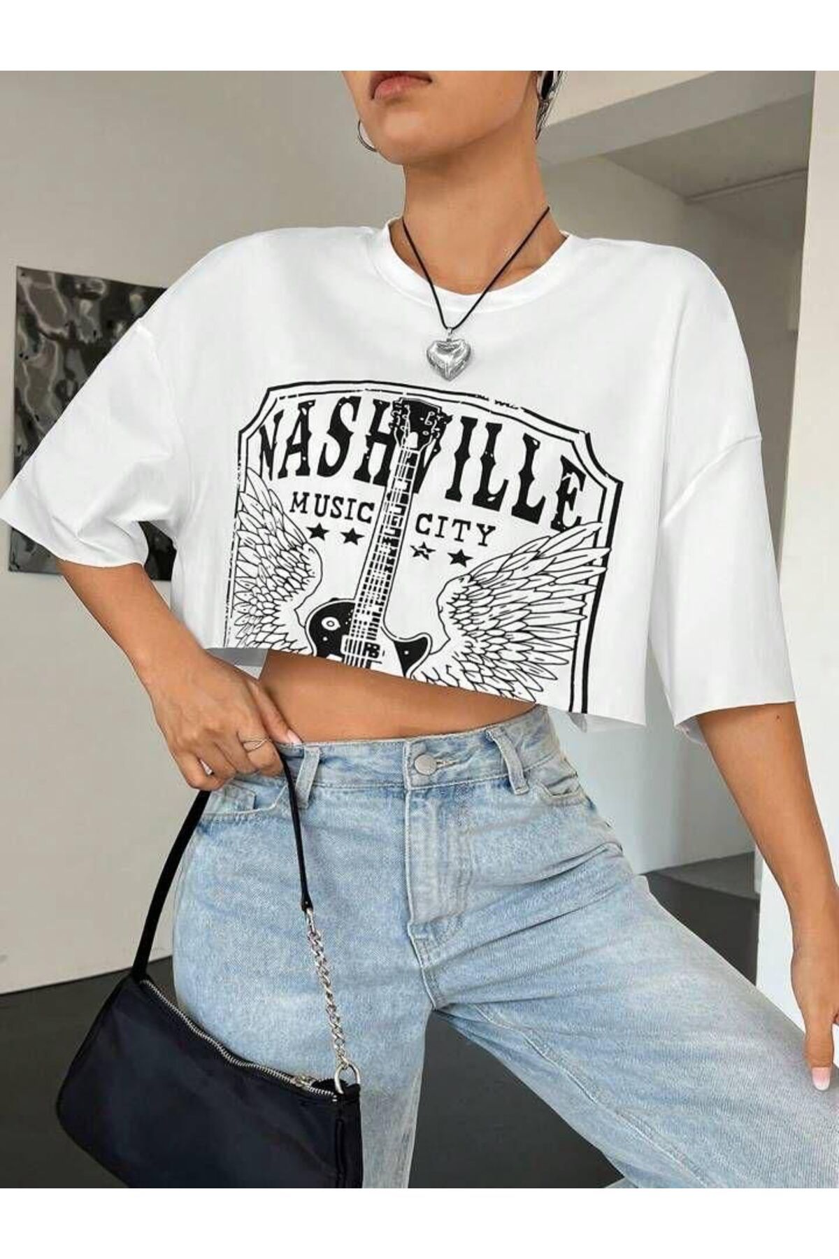 Alparla Boutique Nashville Baskılı Crop