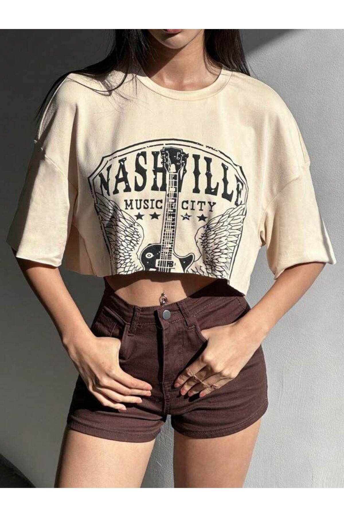 Alparla Boutique Nashville Baskılı Crop