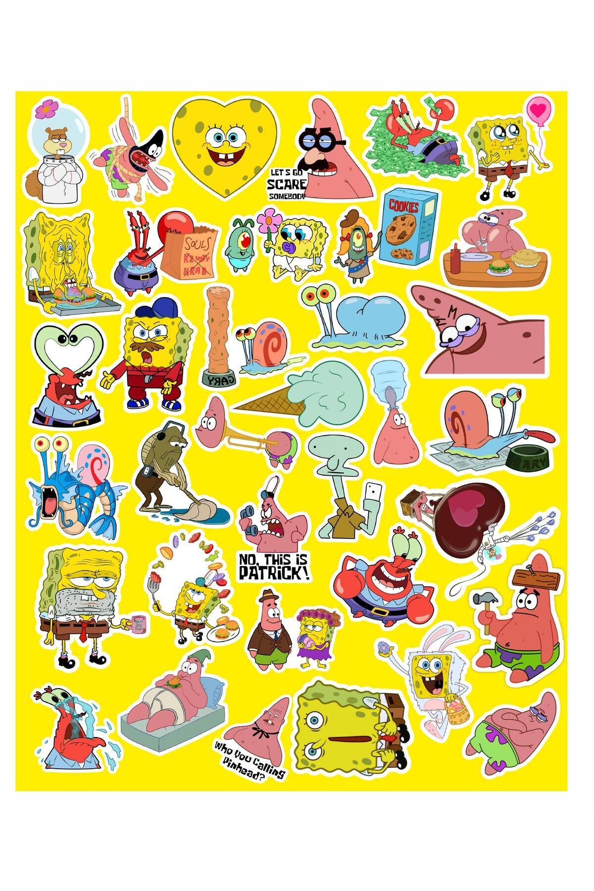 MS Major Selection Sünger Bob Kare Şort Seri 4 Sticker Telefon Laptop Notebook Tablet Defter Matara Stiker Etiket