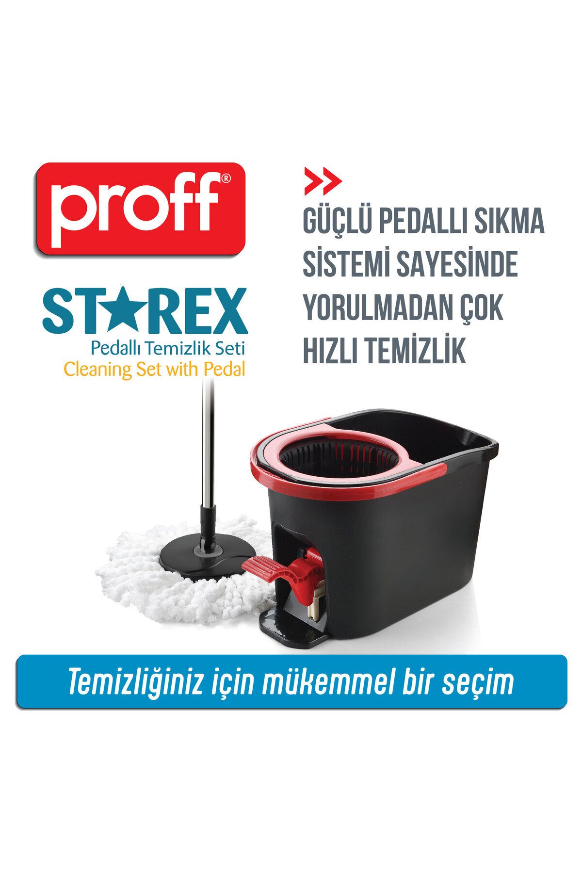 teknotrust Pratik temizlik seti, mikrofiber mop ve kova ile hijyenik kullanım