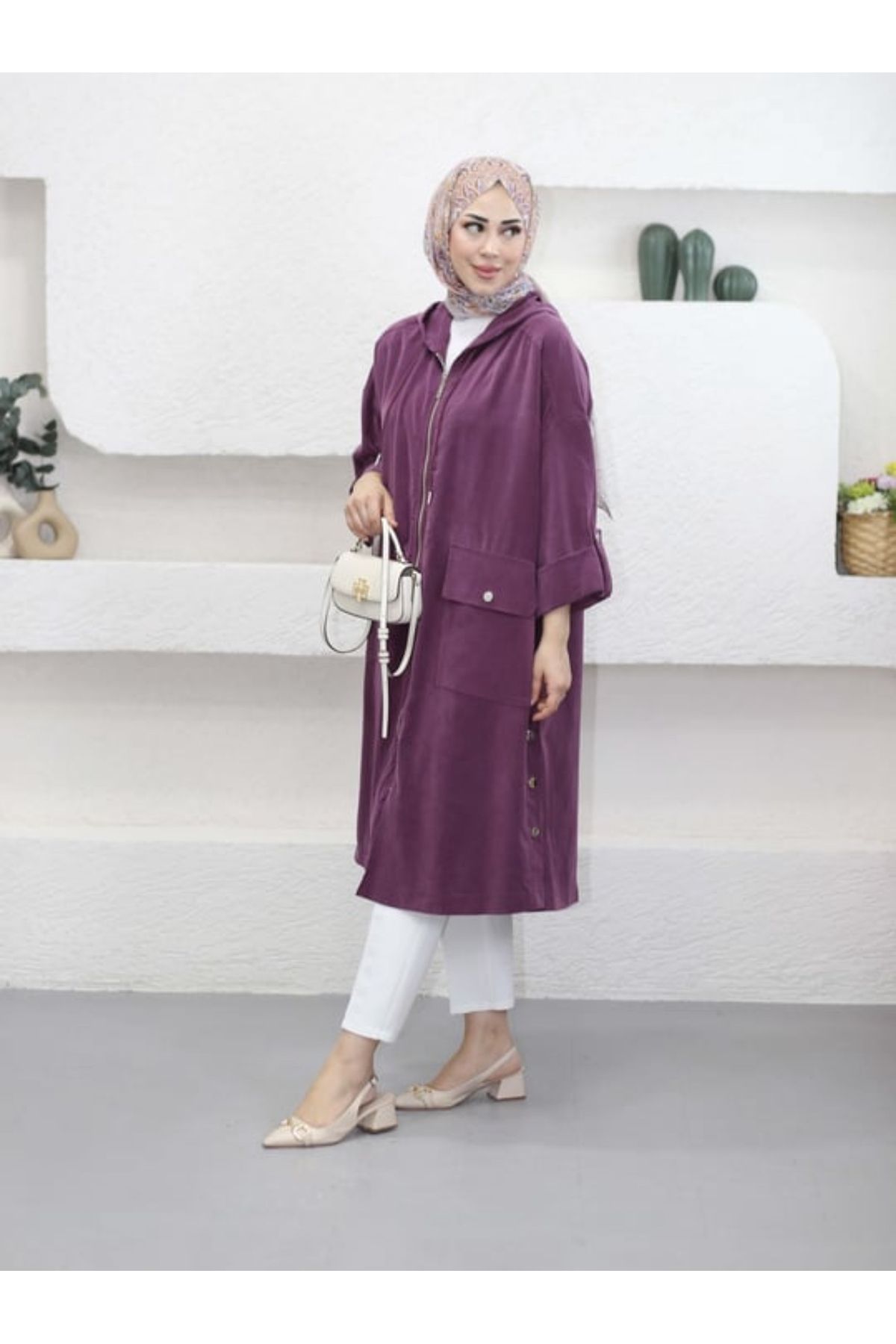 İkoll Yırtmaçlı Oversize Kap