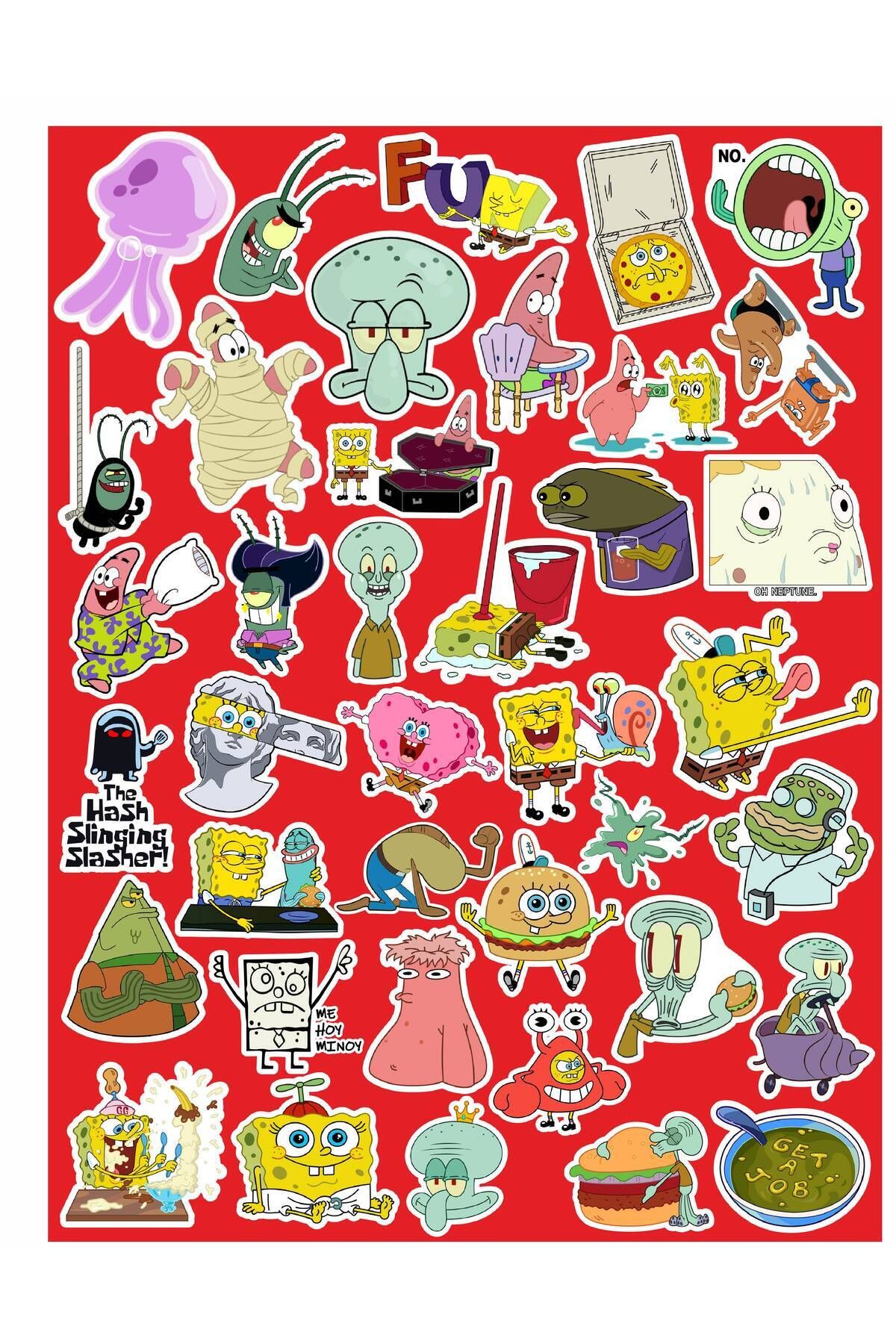 MS Major Selection Sünger Bob Kare Şort Seri 1 Sticker Telefon Laptop Notebook Tablet Defter Matara Stiker Etiket