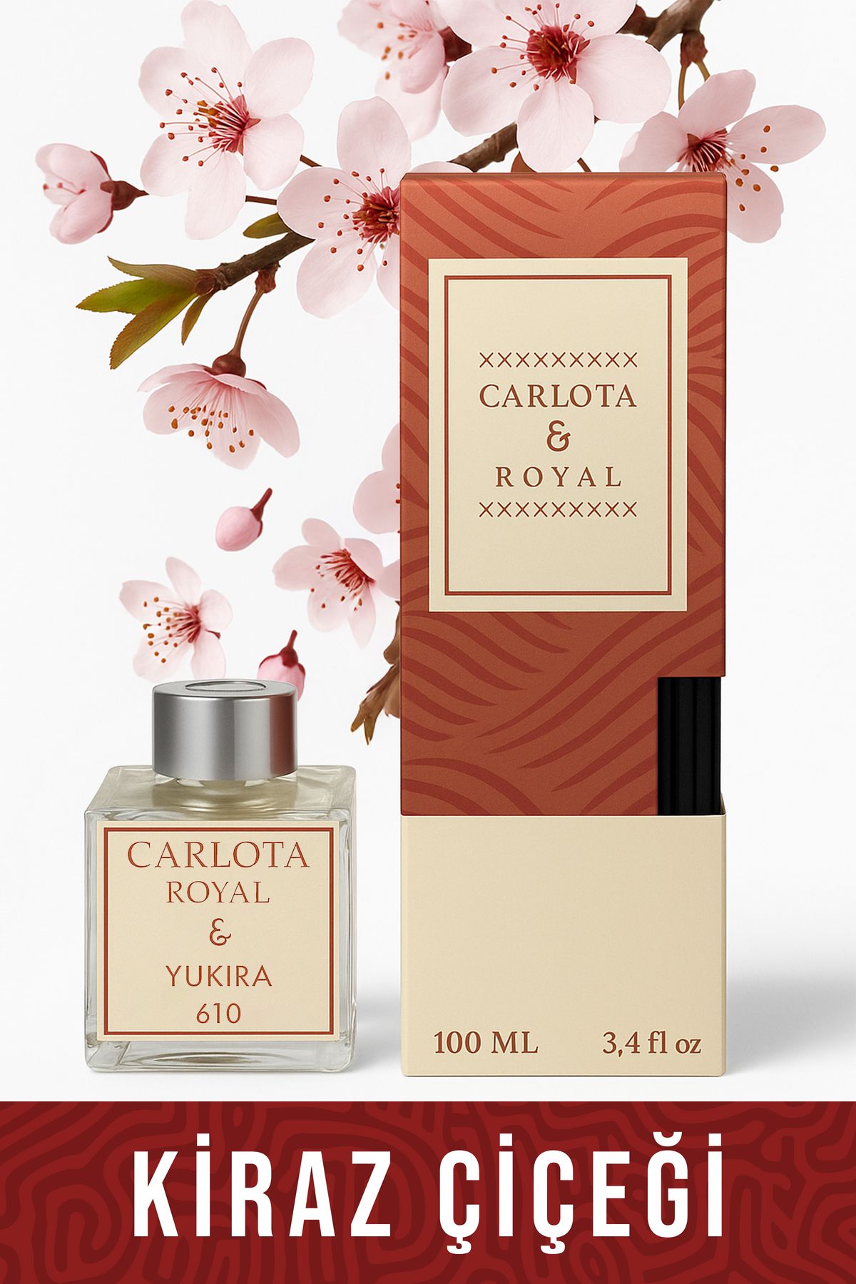 MATEO CARLOTA Royal Yukira 100ml Kiraz Çiçeği Bambu Çubuklu Oda Kokusu Uzun Kalıcı 🕊️ 610