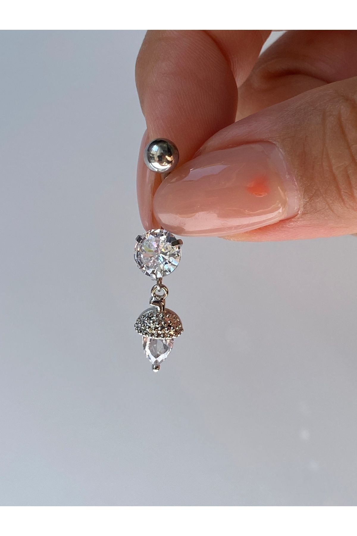 kurukafagift Çelik Göbek Piercing Zirkon Taşlı Palamut Figürlü Model