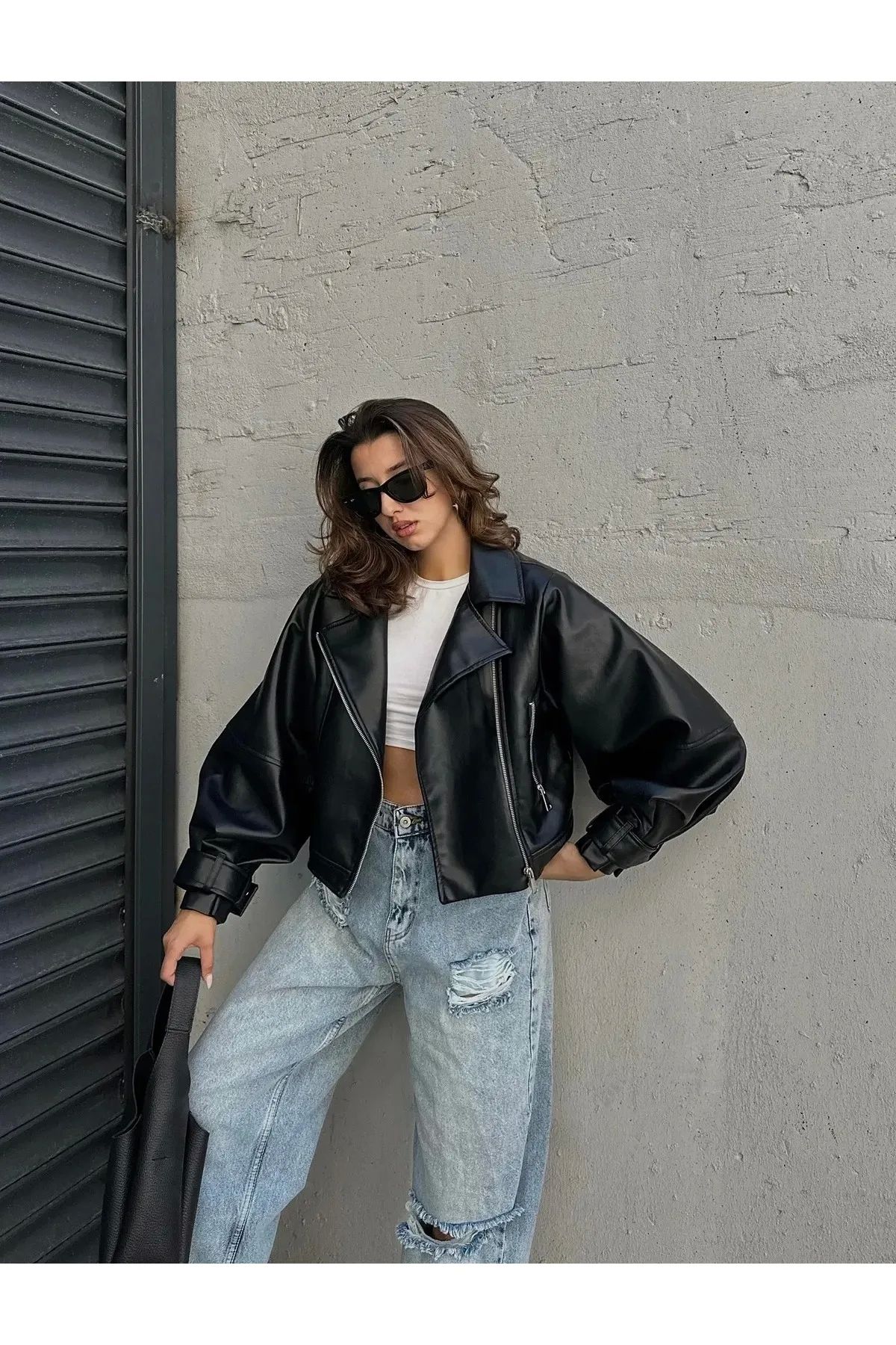 GENCULUS Yeni Sezon Oversize Kadın Siyah Ceket