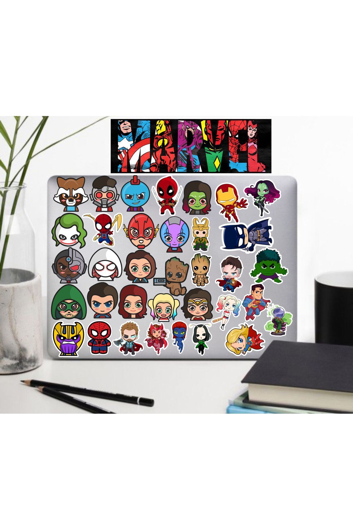 MS Major Selection Chibi Marvel Avengers Sticker Telefon Laptop Notebook Tablet Defter Matara Stiker Etiket