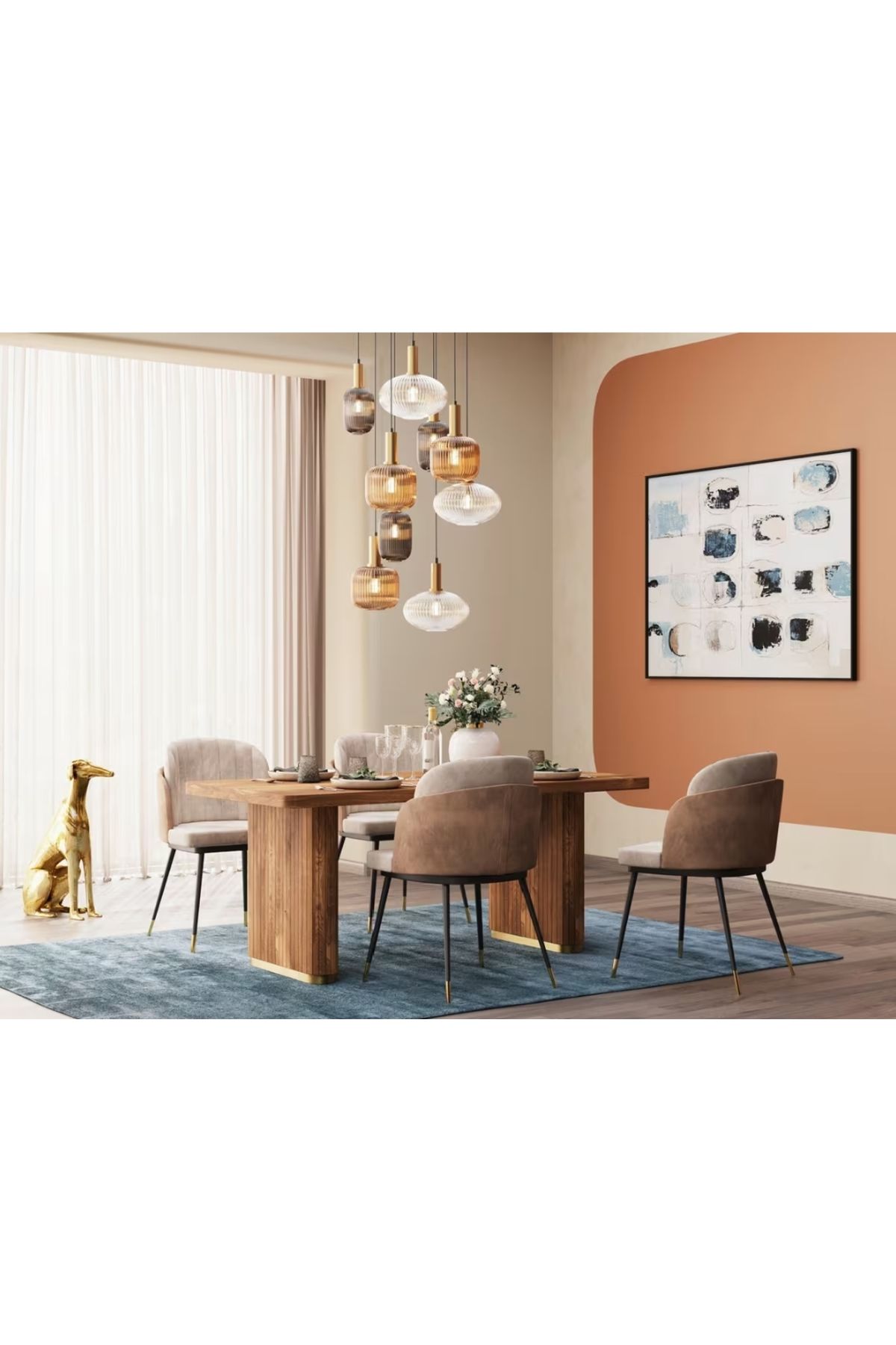 demet habek mylights Mylights Demet Habek Masaüstü Dokuzlu 9lu Cam Sarkıt Modern Şık Salon Avize Otel Avm Restaurant Ofis