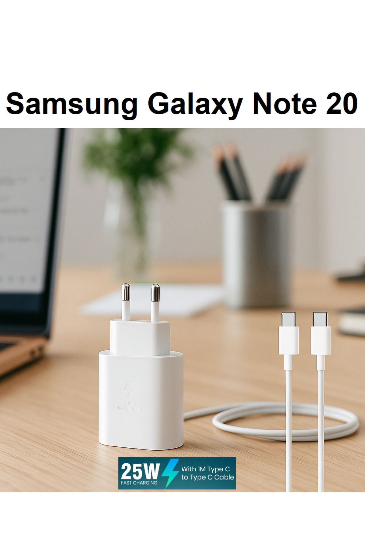 ERMER Samsung Galaxy Note 20 İçin 25W Süper Hızlı Şarj Aleti