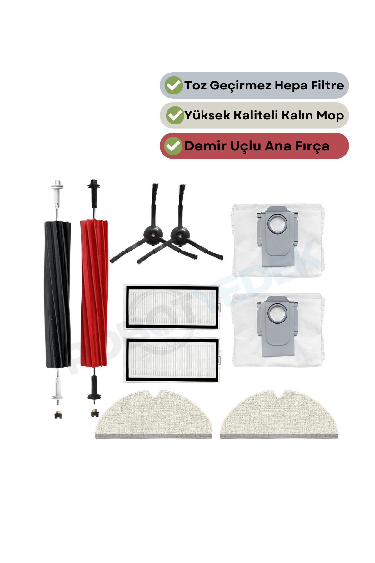 teknotrust Uyumlu Yedek Fırça Filtre Mop Toz Torba Seti 10 Parça