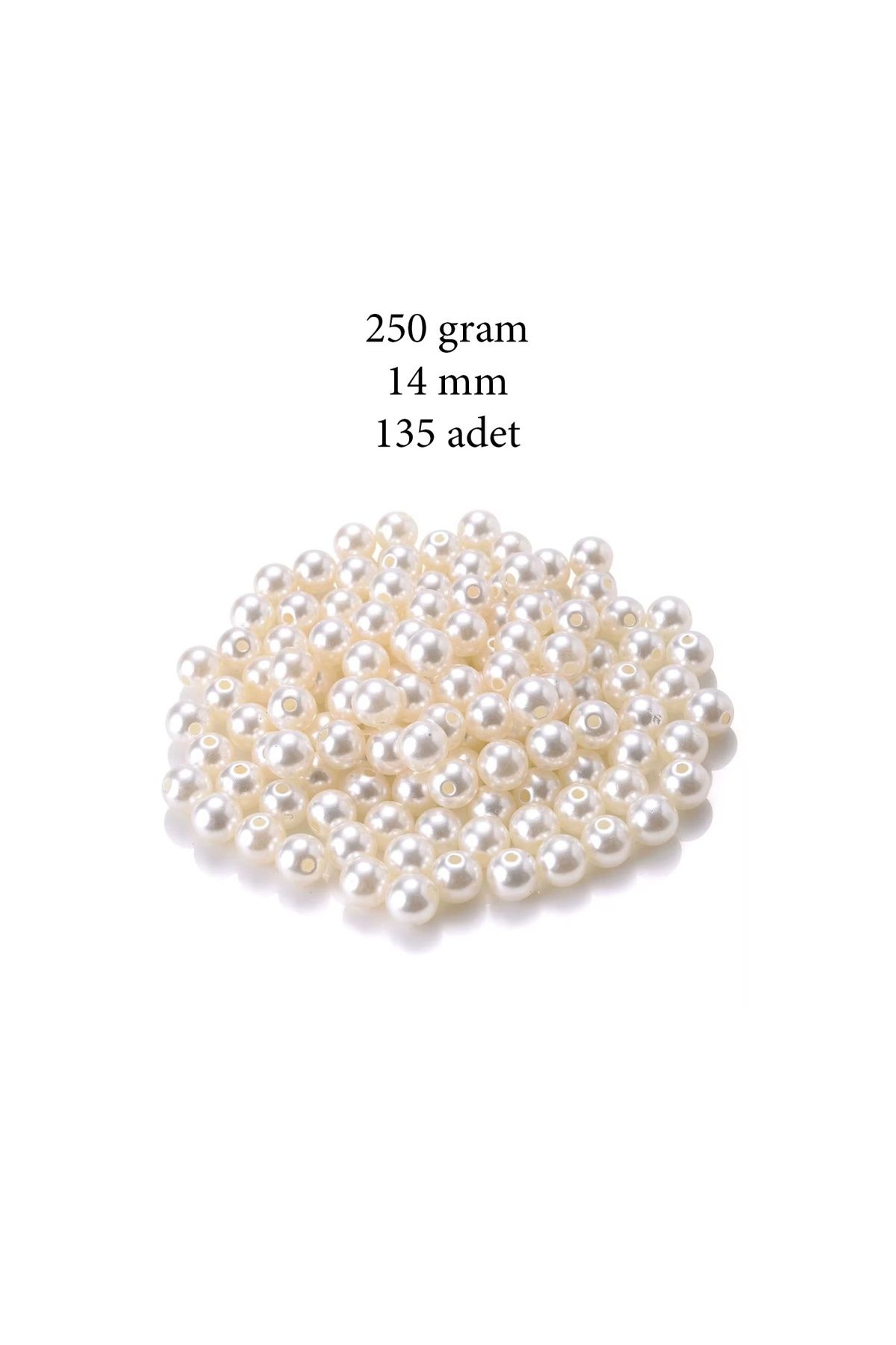 maarketim 250 gram 14mm Krem Renk Plastik İnci Boncuk Çanta ve Takı Yapım Boncuğu (~135 adet)
