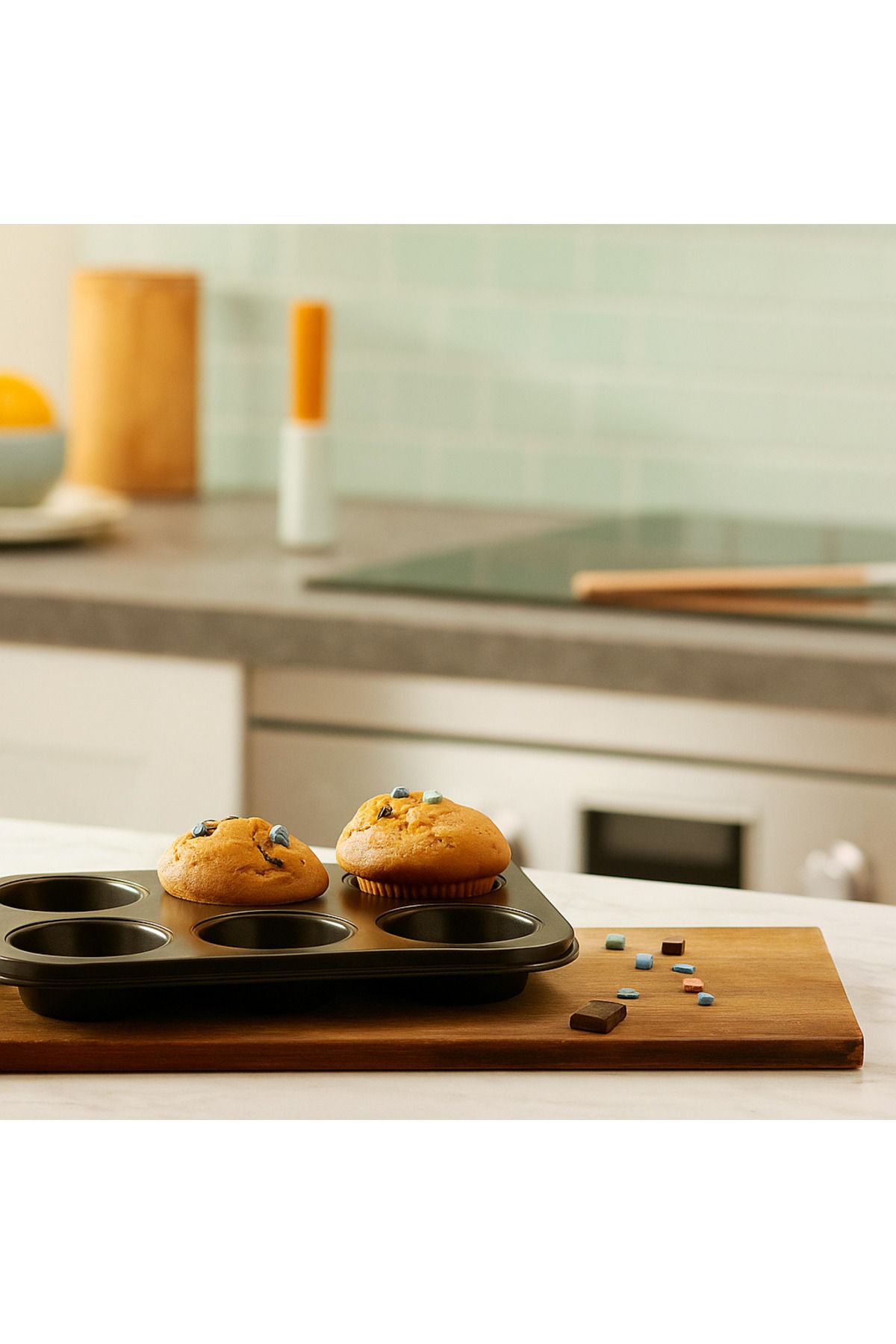 FiberSteo Yapışmaz 6’lı Muffin ve Cupcake Kek Kalıbı – Isıya Dayanıklı Metal Kalite
