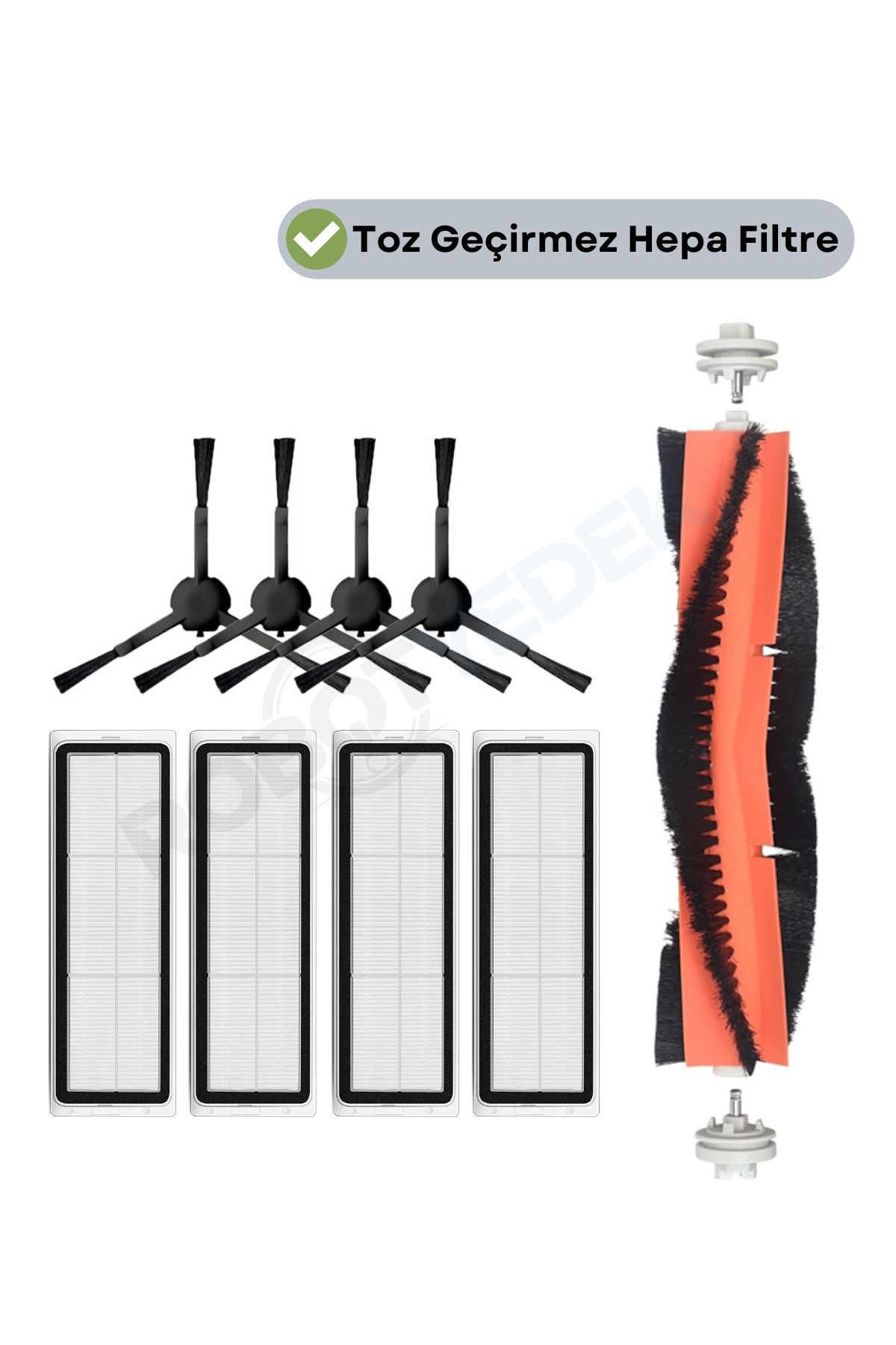 teknotrust Yedek Fırça ve Filtre Seti, 9 Parça, Uyumlu, Karışık Renkli, 4'lü Paket