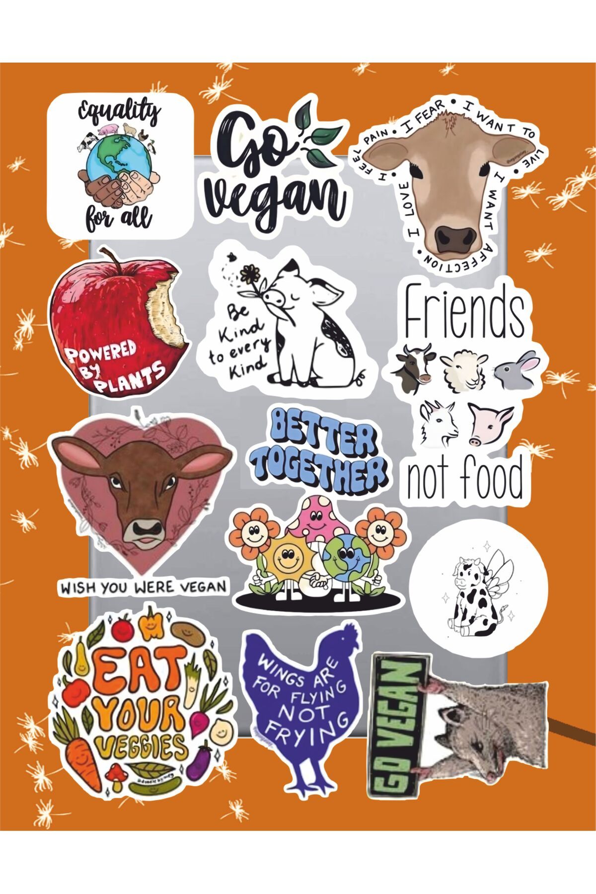hediyenebak Vegan Sticker Seti | Laptop Ajanda Notebook Tablet Telefon Defter Etiket Bullet Journal