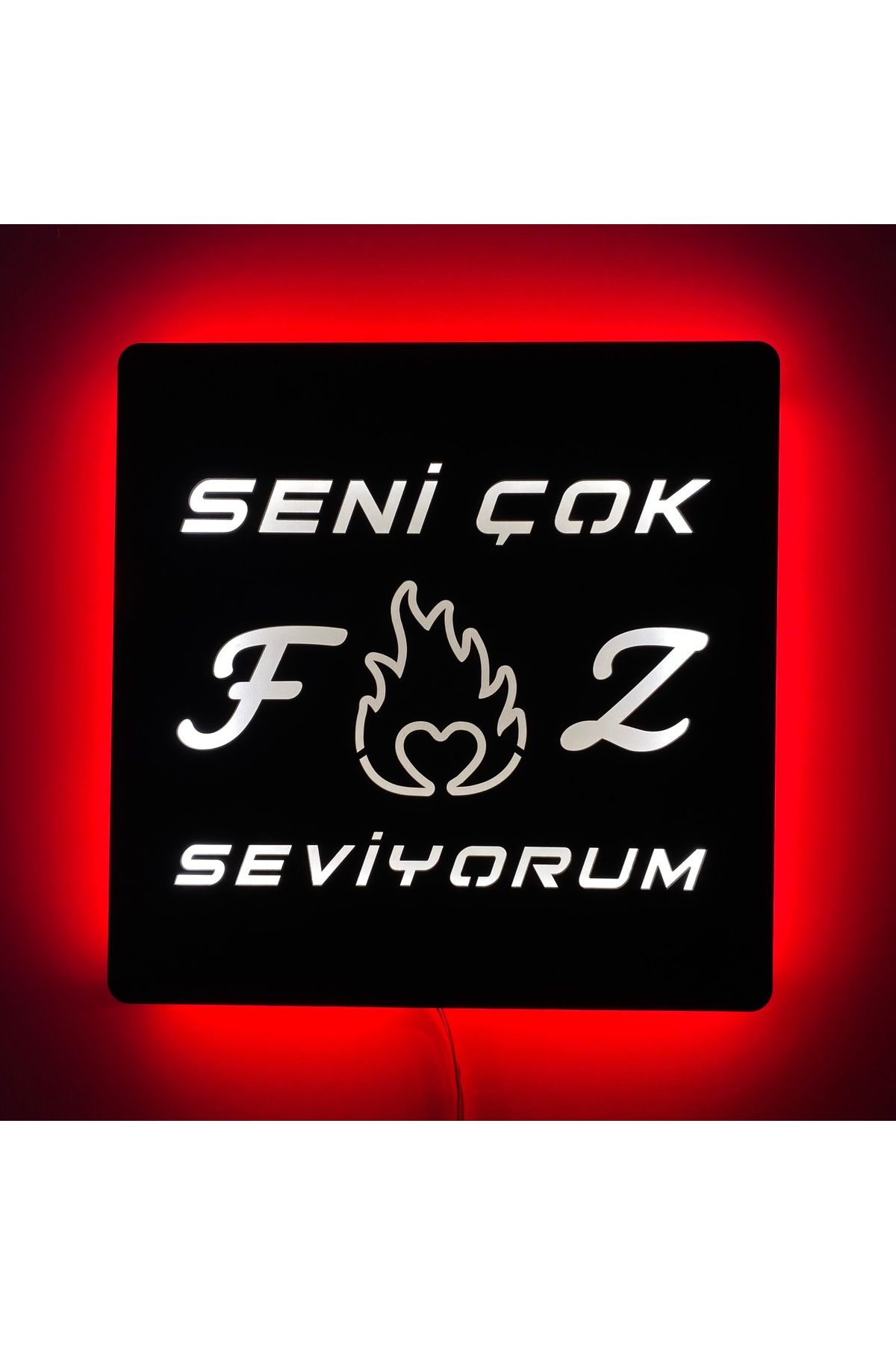 ÖZFA NEON MDF Işıklı Duvar Tablosu 27x27 cm | LED Aydınlatmalı Dekoratif Hediyelik Ahşap Tablo |