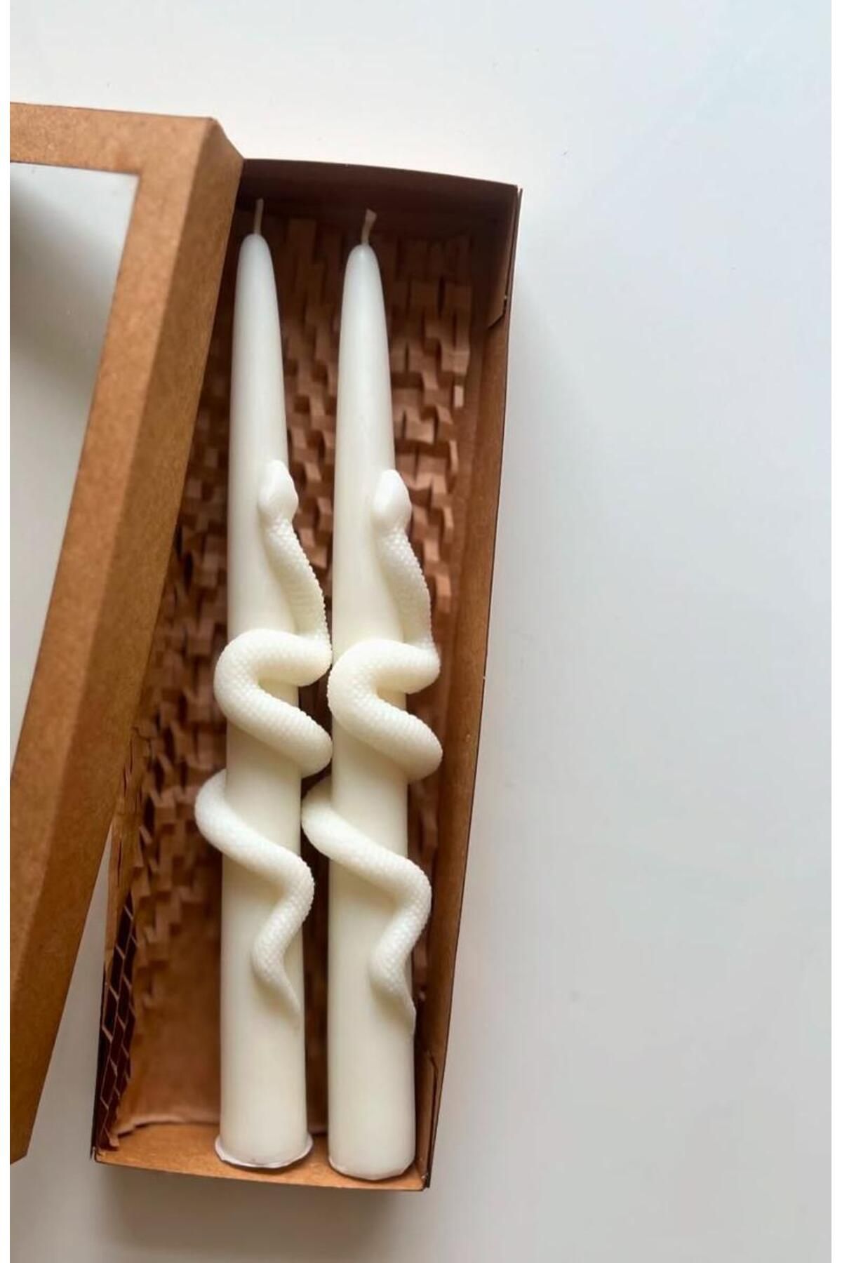 SCA CANDLE Dekoratif Mum Yılan model Kırık Beyaz Renk ikili