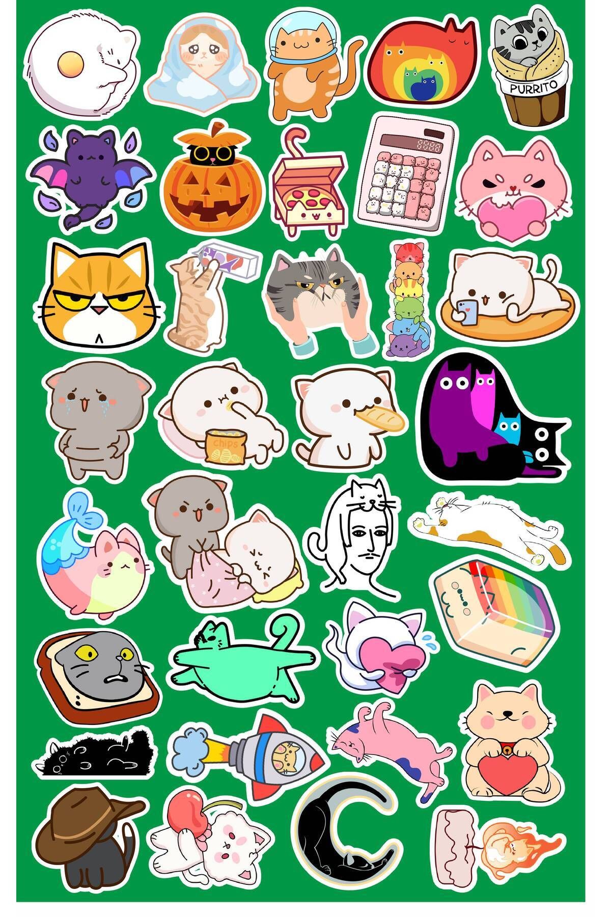 MS Major Selection Komik Cats Seri 3 Sticker Telefon Laptop Notebook Tablet Defter Matara Stiker Etiket