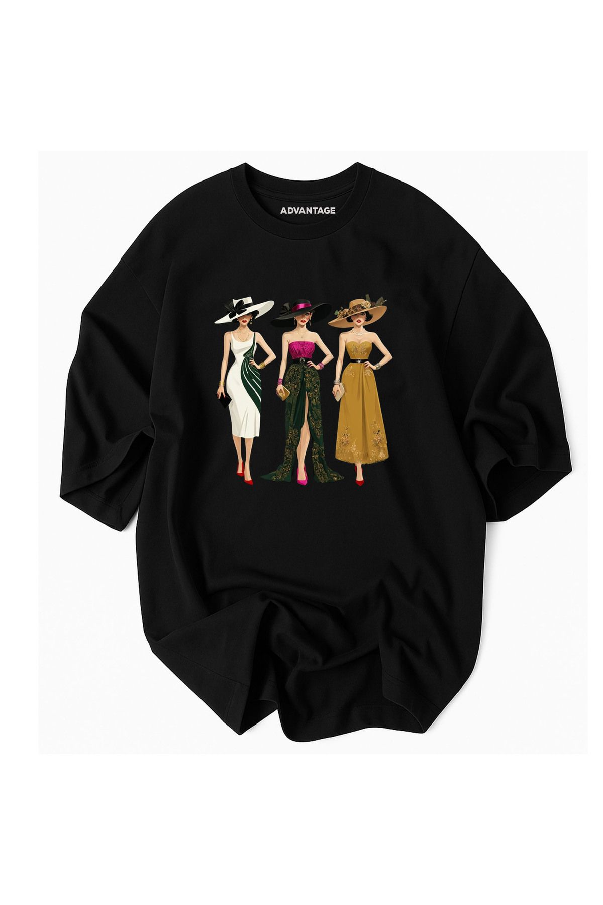 Advantage Kod Adantage Kadın Motifli Oversize %100 Pamuk- Advantage Premium Tshirt