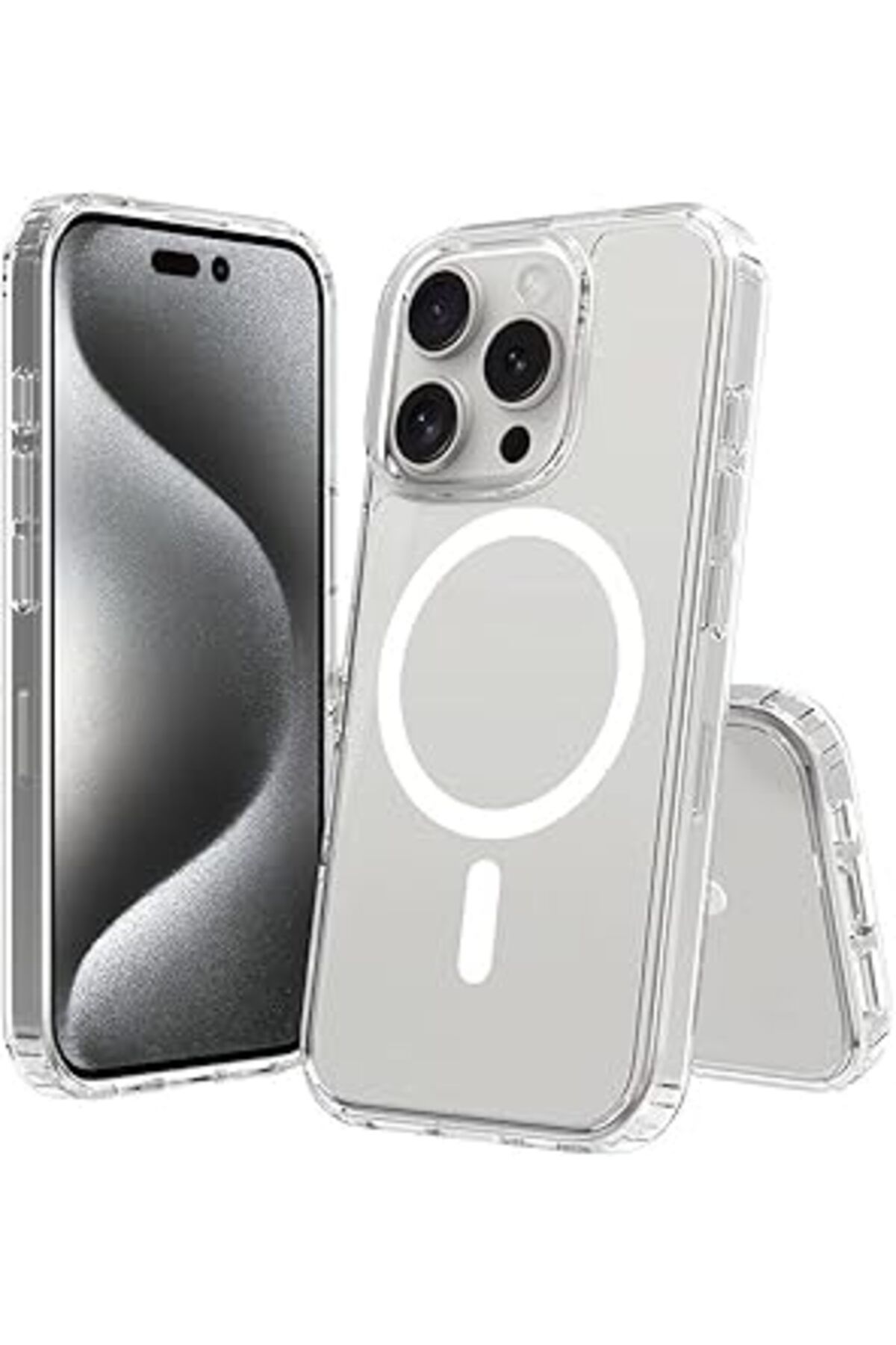 Pazarcan Zore Apple İle Uyumlu Iphone 16 Pro Max Kılıf Magsafe Şarj Özellikli Şeffaf Sert Pc Zore Embos Kapa