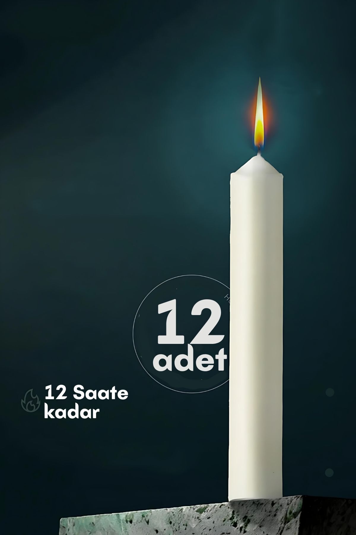 Transformacion Klasik Mum 12 Adet - Kokusuz Mum 721864