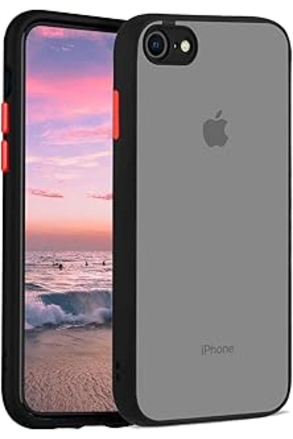 Karachil Ceptehayatvar Iphone 7/8 / Se 2020 Kılıf Kamera Korumalı Arkası Buzlu Kılıf (Siyah)