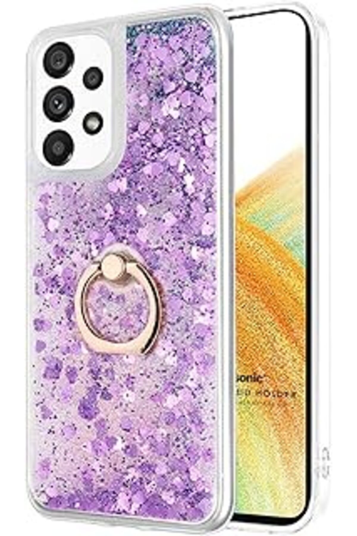 Pazarcan Microsonic Samsung Galaxy A33 5G Için Kılıf Glitter Liquid Holder Mor [Galaxy A33 5G Ile Uyumlu Kıl