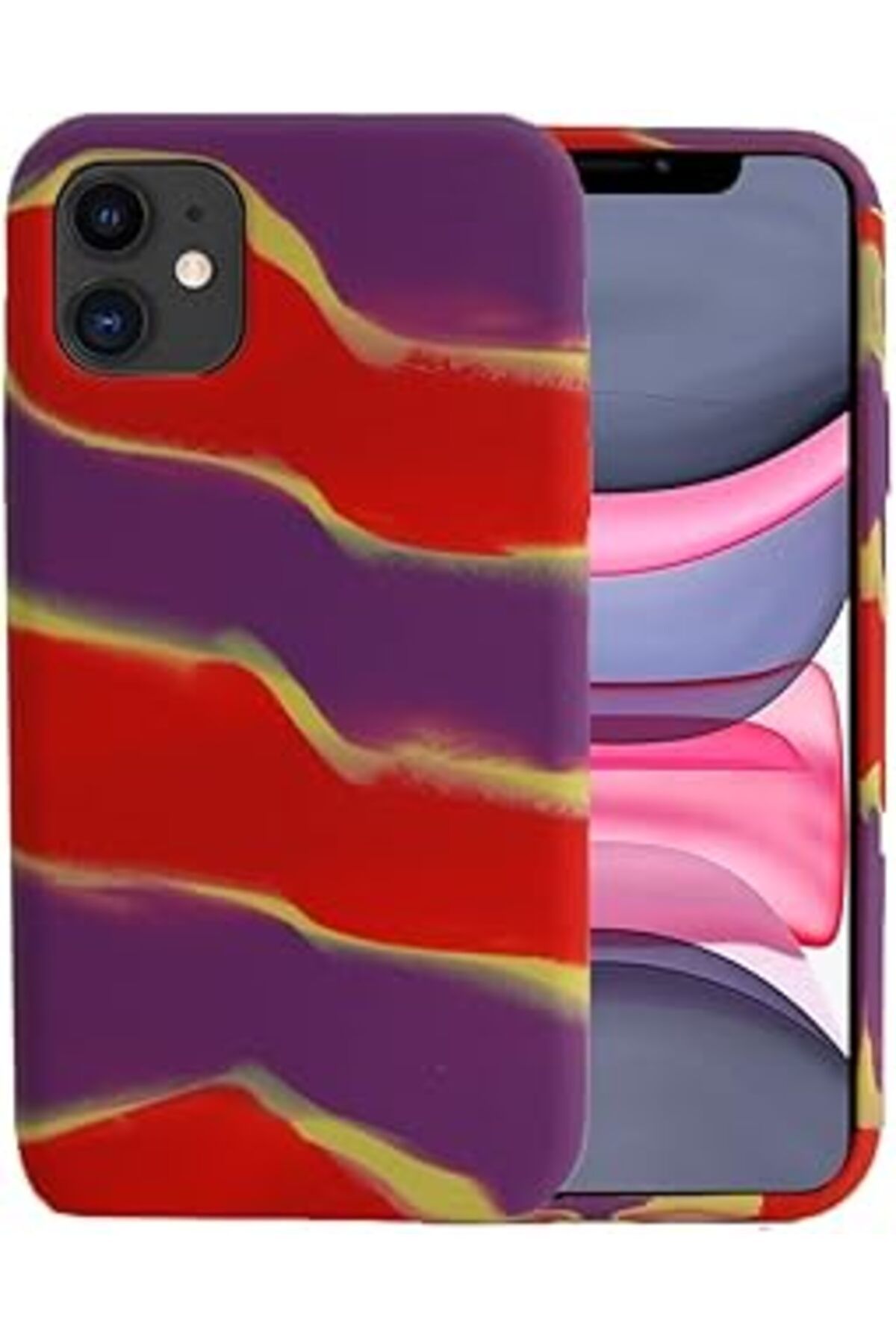 Qedii Renkli Desenli Kılıf Iphone 12 İle Uyumlu Baskılı Kılıf Kadife İç Yüzey Tutmaz Silinebilir Dizayn R