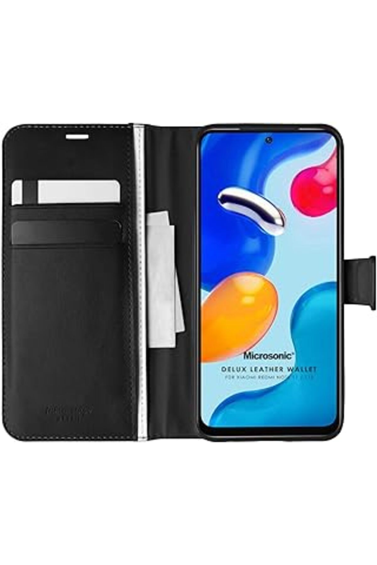 Karachil Microsonic Xiaomi Redmi Note 11 Için Kılıf Delux Leather Wallet Siyah [Redmi Note 11 Ile Uyumlu Kıl