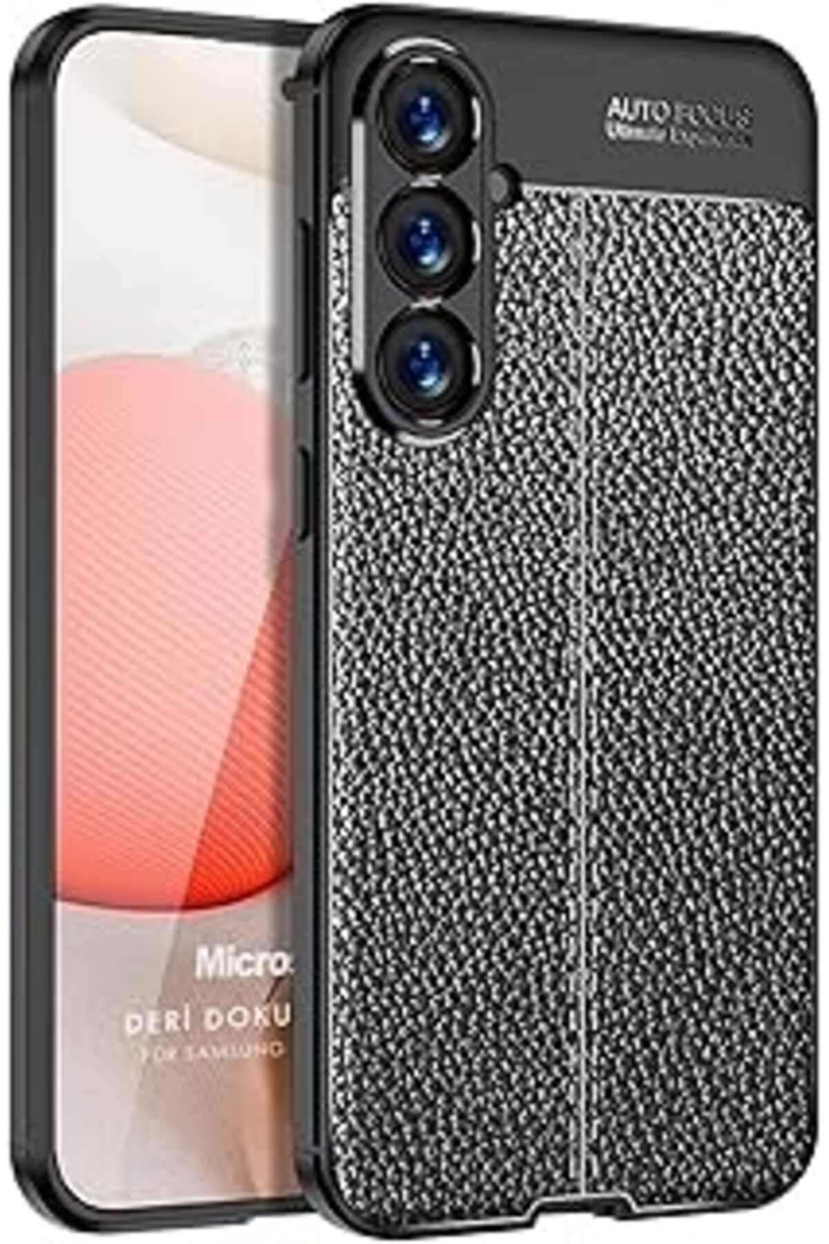 Pazarcan Microsonic Samsung Galaxy S24 Kılıf Deri Dokulu Silikon Siyah [Galaxy S24 Ile Uyumlu Kılıf - Siyah]