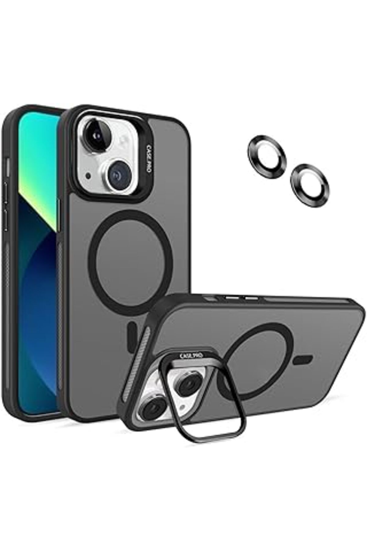 Karachil Kzy İletişim Apple Iphone 13 Ile Uyumlu Lens Hediyeli Kamere Korumalı Wireless Şarj Özellikli Stand