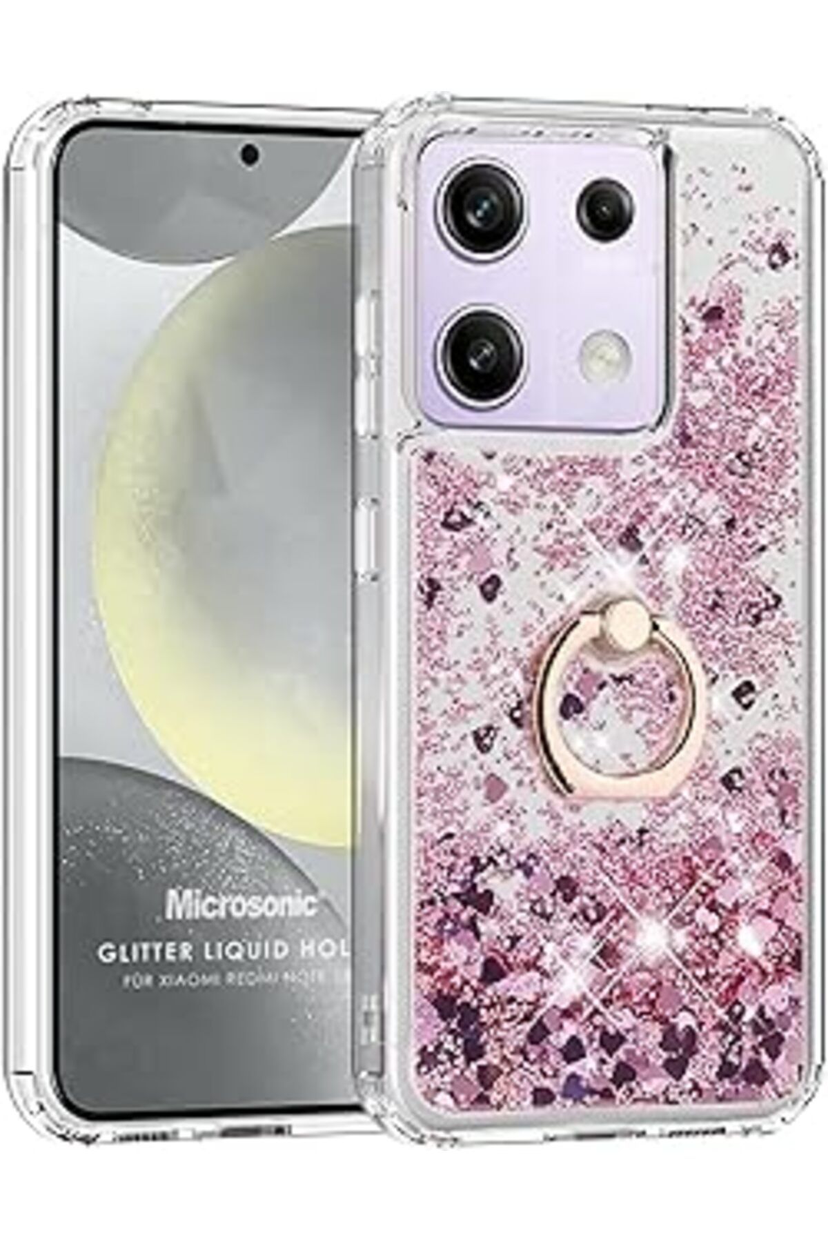 Pazarcan Microsonic Xiaomi Redmi Note 13 5G Için Kılıf Glitter Liquid Holder Pembe [Redmi Note 13 5G Ile Uyu
