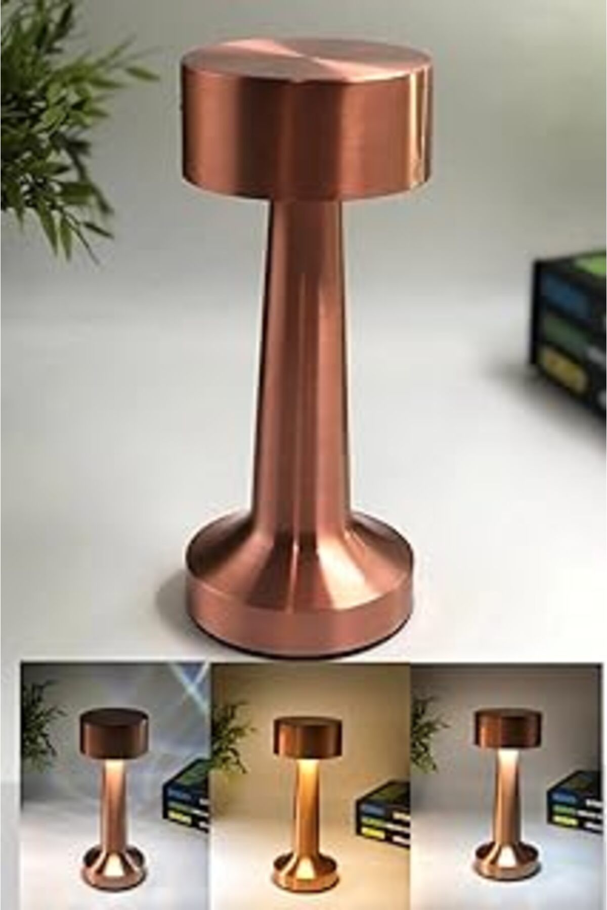 Pazarcan Neo Vista Şarjlı Dokunmatik Dekoratif Dim Edilebilir Masa Lambası (Rosegold, Dalya)